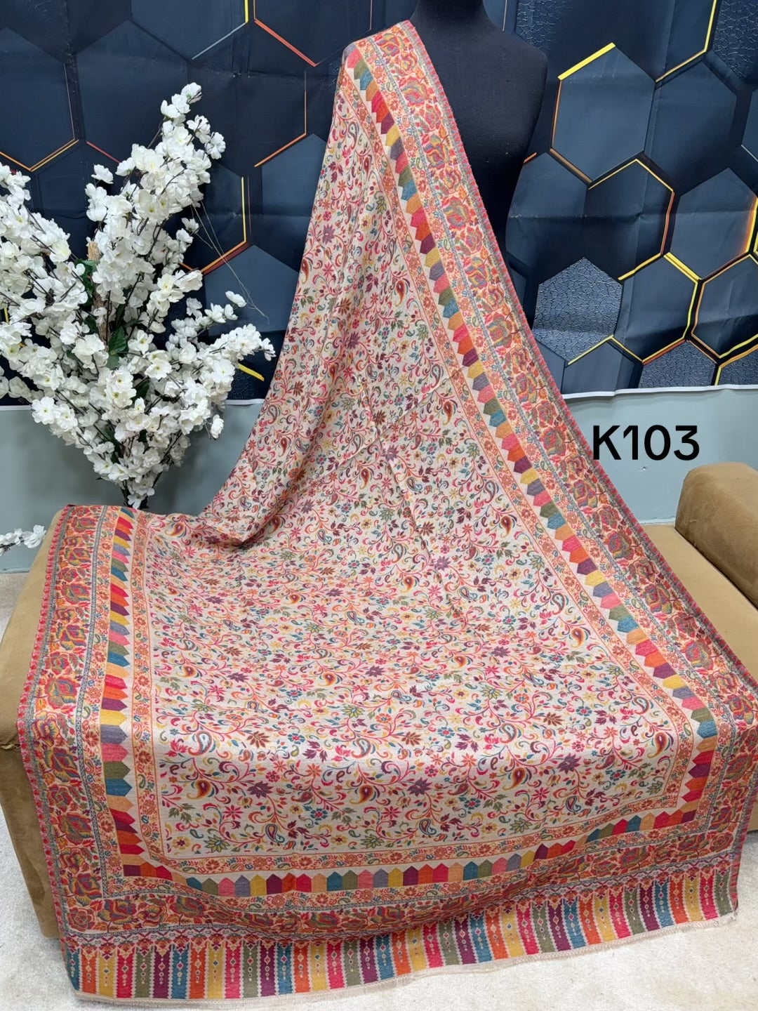 Pashmina Wool Kani Shawl in Full Size Multi Color | K103