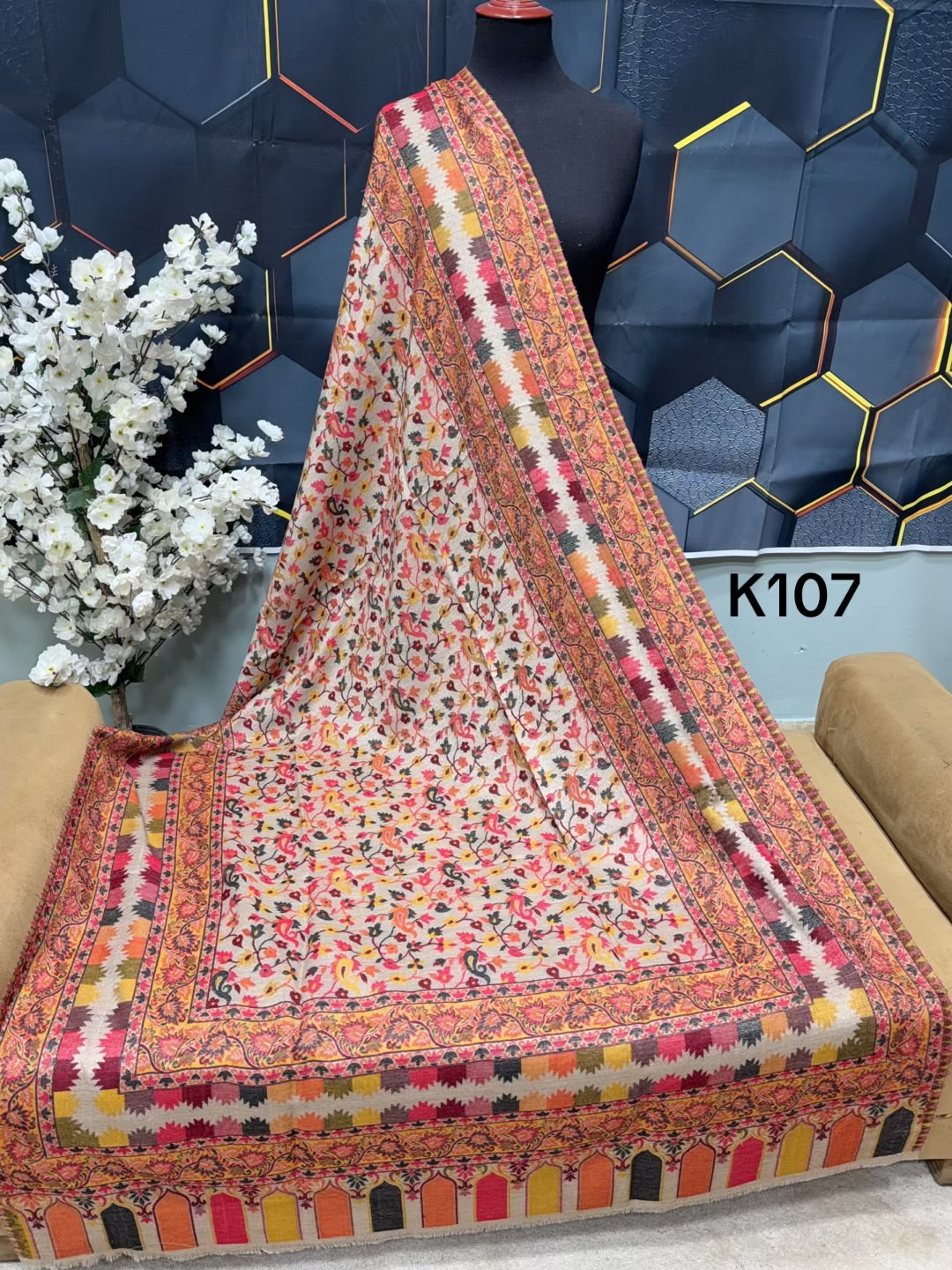 Pashmina Wool Kani Shawl in Full Size Multi Color | K107