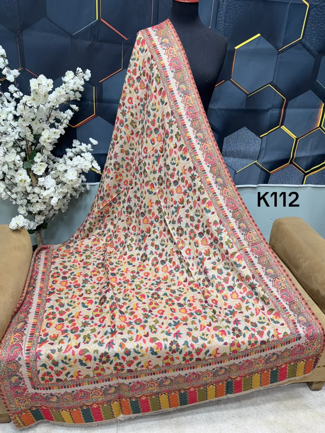 Pashmina Wool Kani Shawl in Full Size Multi Color | K112