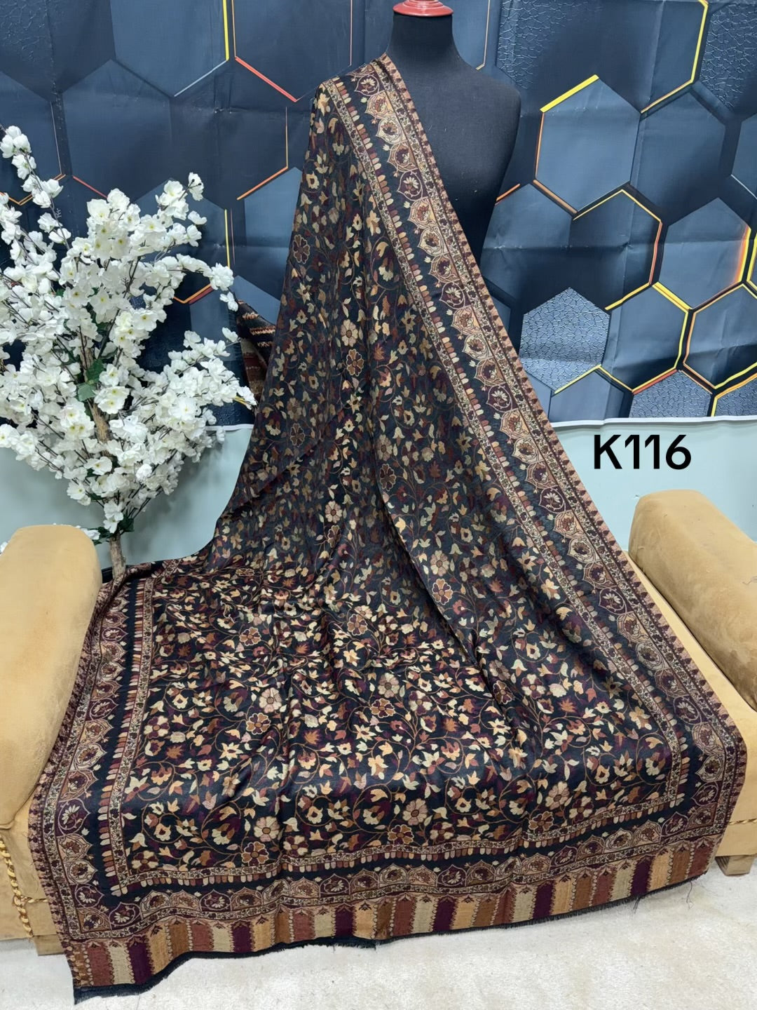 Pashmina Wool Kani Shawl in Full Size Multi Color | K116
