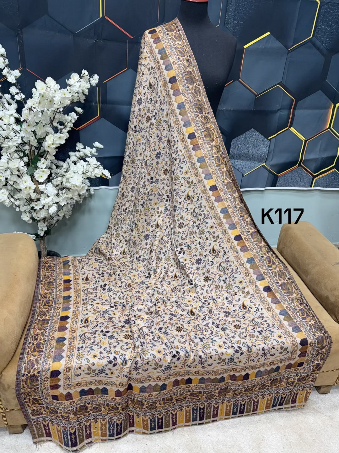 Pashmina Wool Kani Shawl in Full Size Multi Color | K117