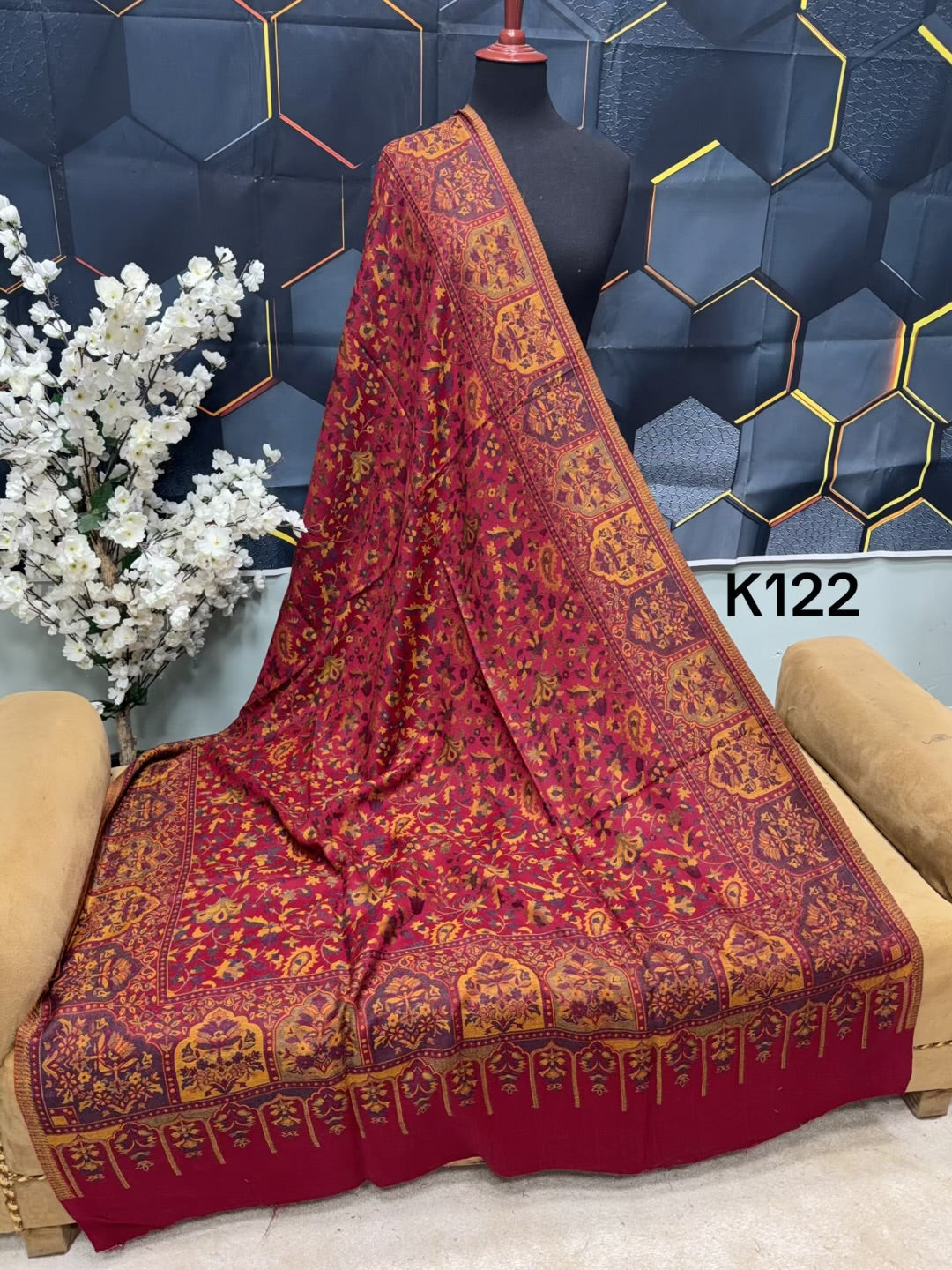 Pashmina Wool Kani Shawl in Full Size Multi Color | K122