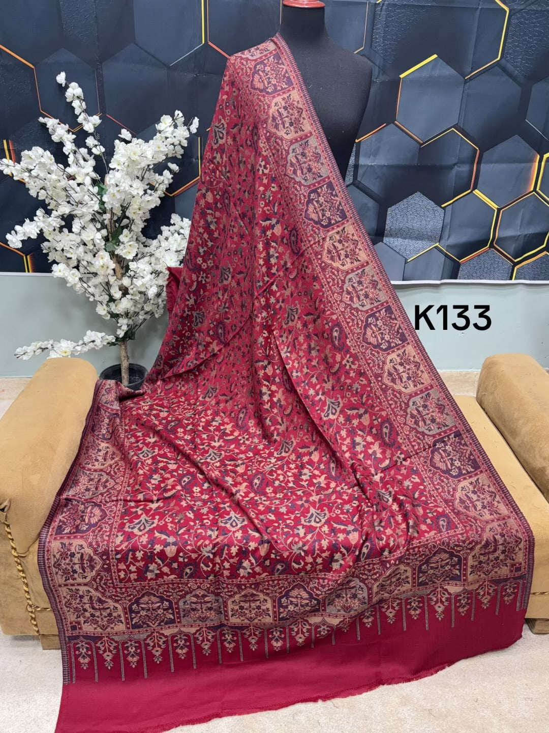 Pashmina Wool Kani Shawl in Full Size Multi Color | K133