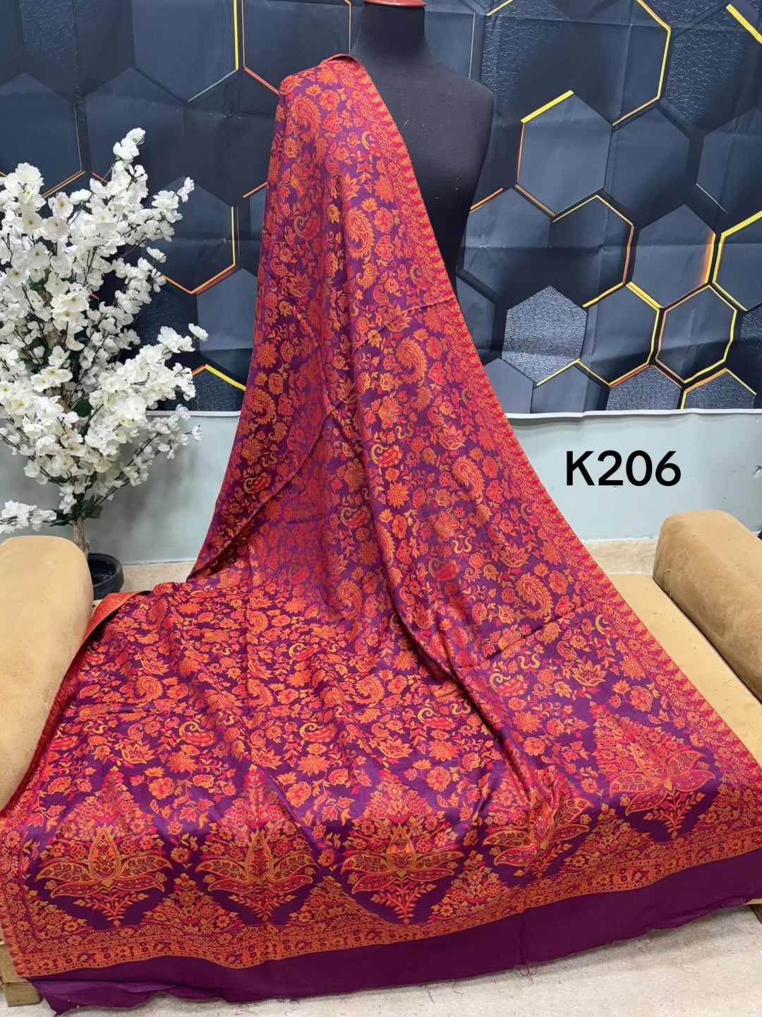 Pashmina Wool Kani Shawl in Full Size Multi Color | K206