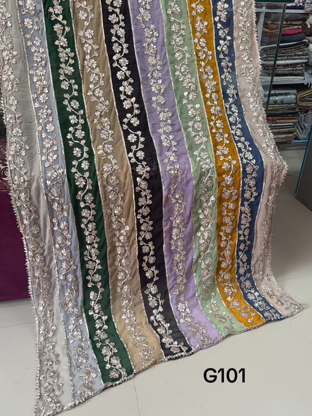 Crinkle Chiffon Multi Color Gota Work Dupatta | G101
