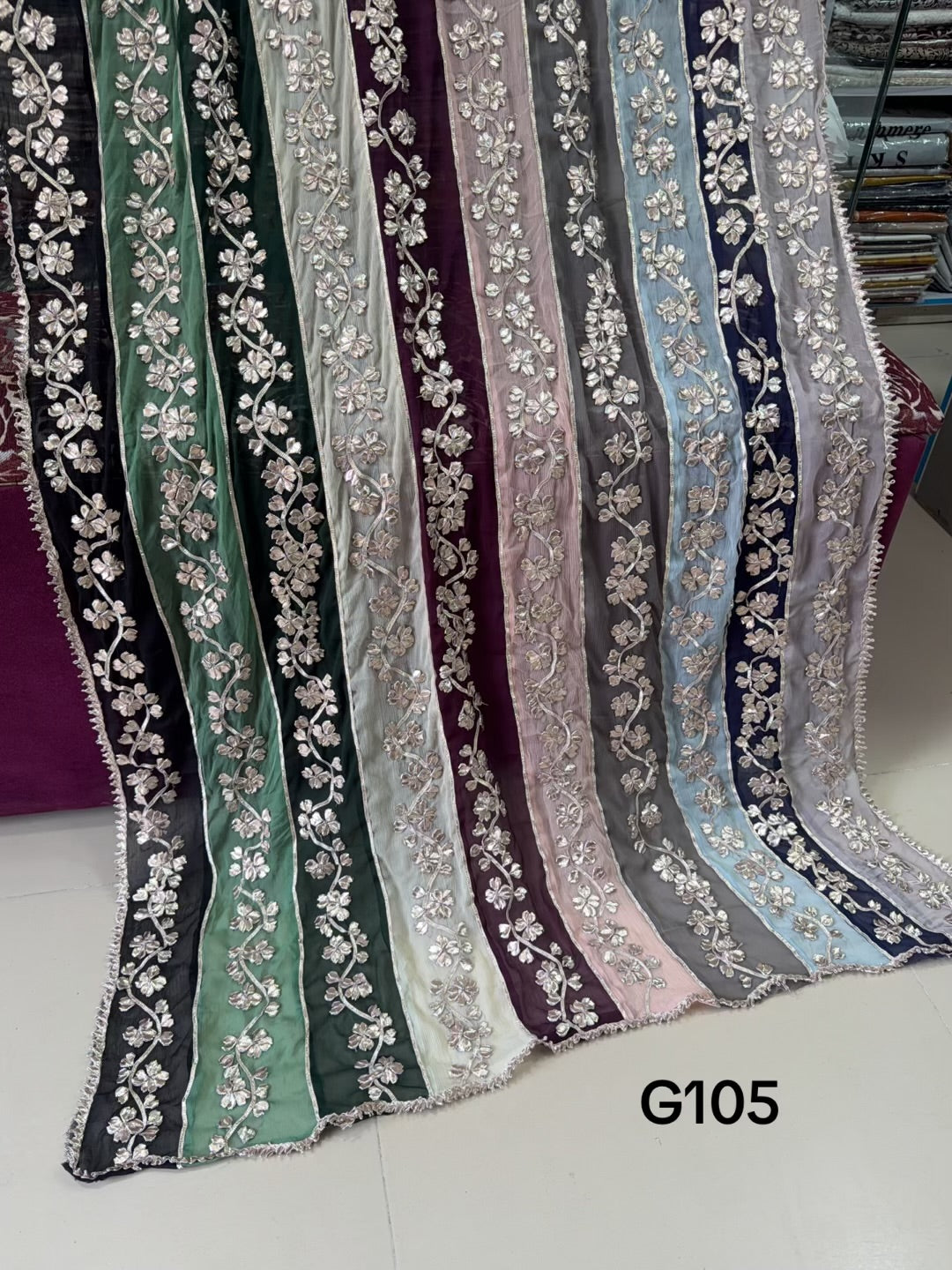 Crinkle Chiffon Multi Color Gota Work Dupatta | G105