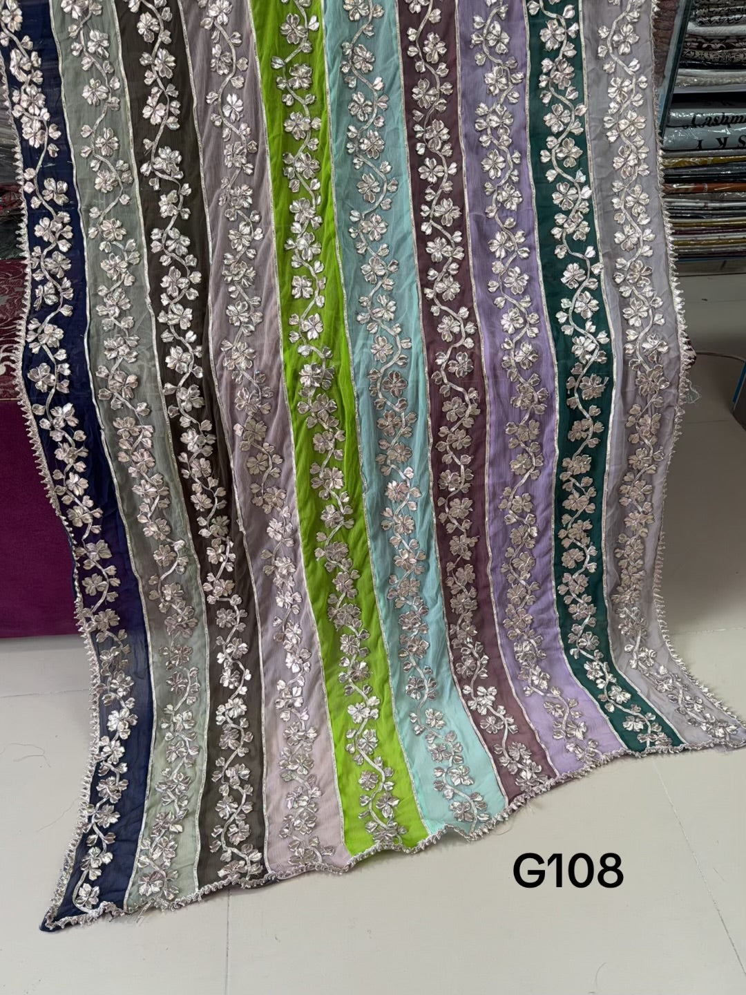 Crinkle Chiffon Multi Color Gota Work Dupatta | G108
