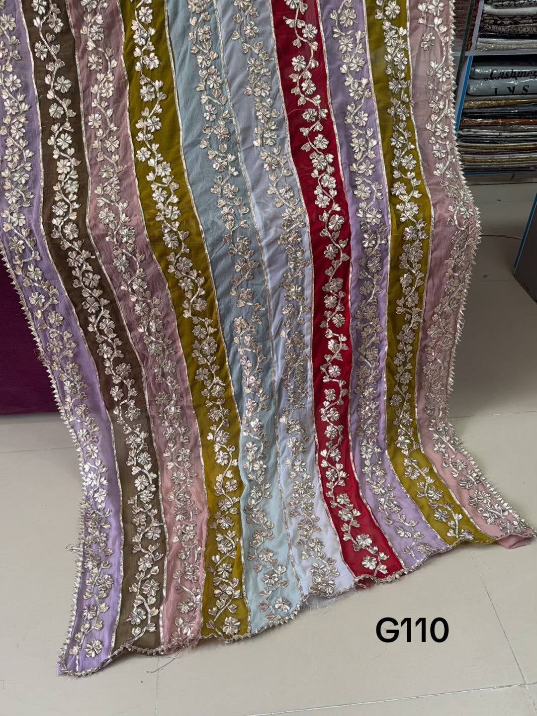 Crinkle Chiffon Multi Color Gota Work Dupatta | G110