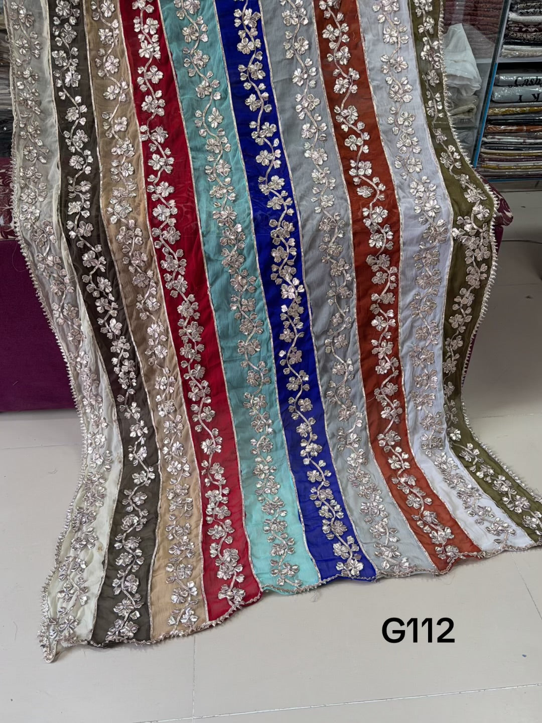 Crinkle Chiffon Multi Color Gota Work Dupatta | G112