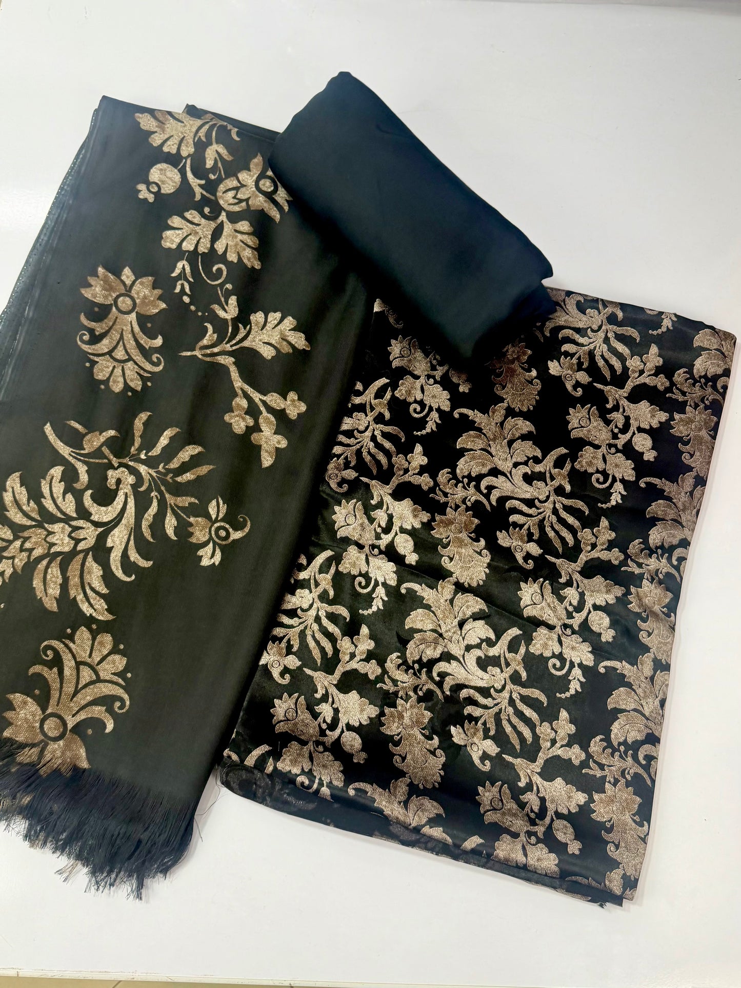 China Pati Suit With Wool Shawl | Pure China Pati Silk | Perfect Material Gift Article