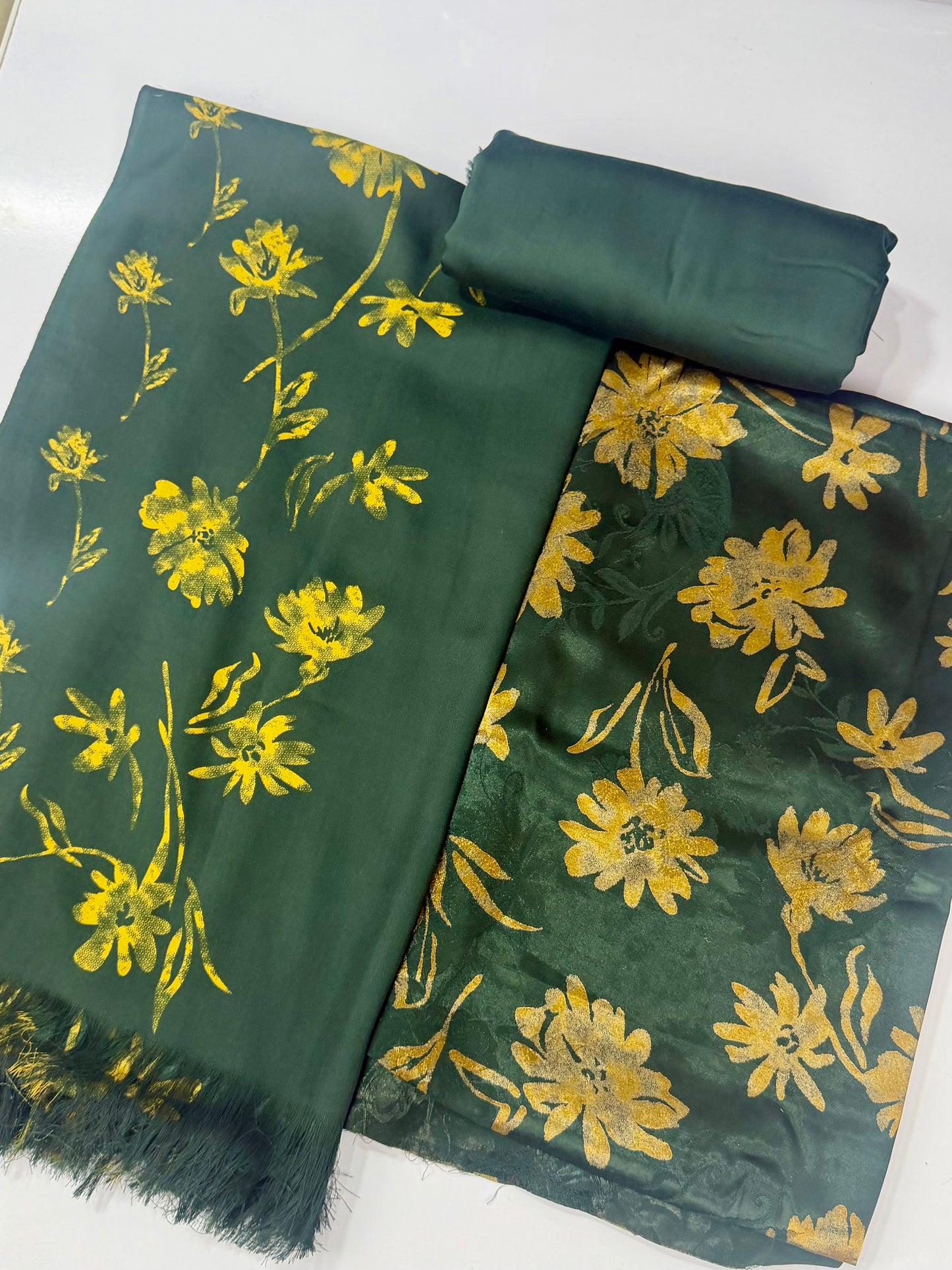 China Pati Suit With Wool Shawl | Pure China Pati Silk | Perfect Material Gift Article