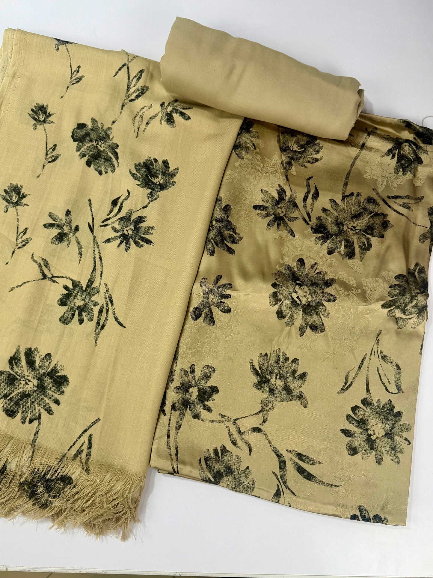 China Pati Suit With Wool Shawl | Pure China Pati Silk | Perfect Material Gift Article