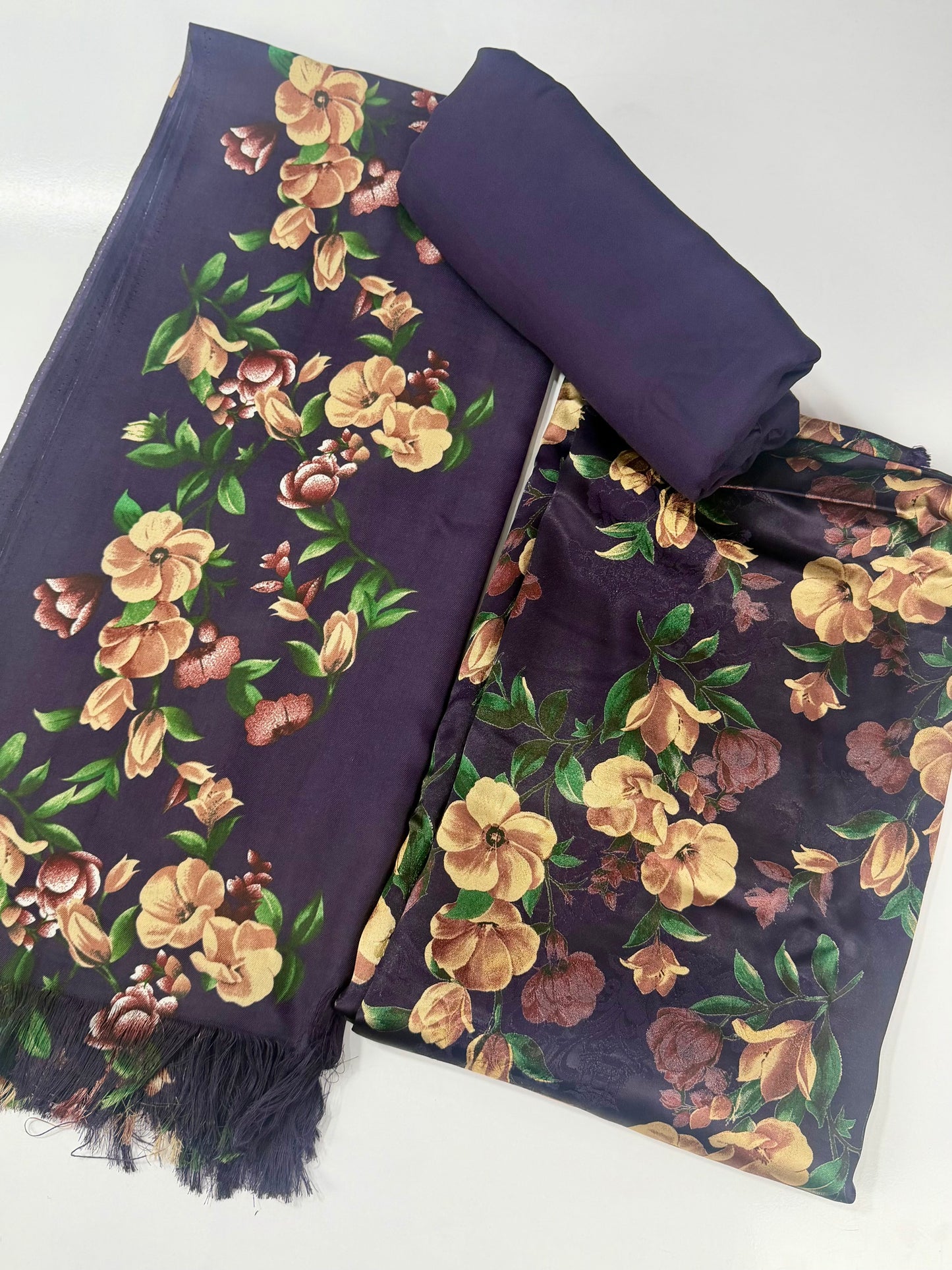 China Pati Suit With Wool Shawl | Pure China Pati Silk | Perfect Material Gift Article