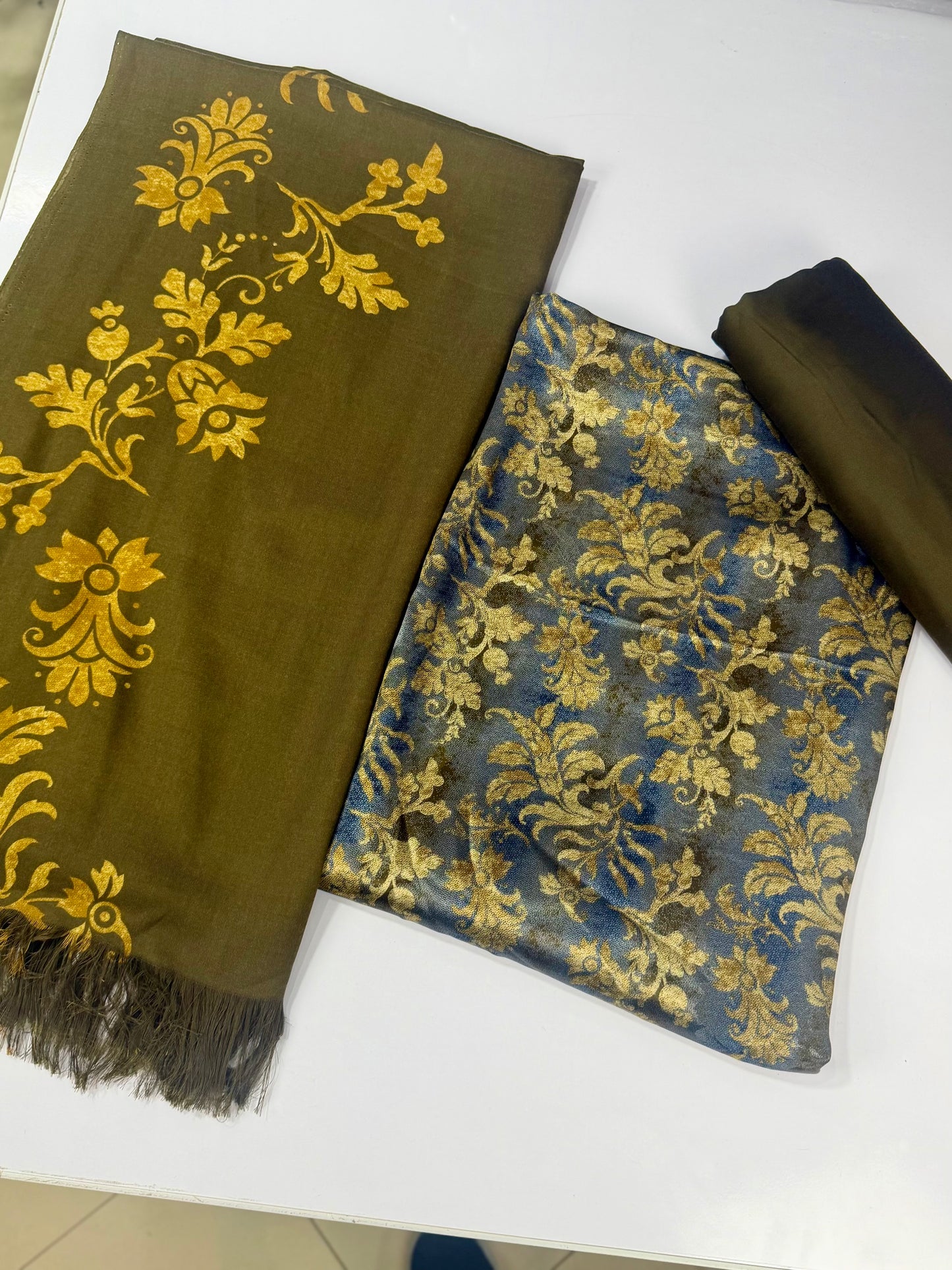 China Pati Suit With Wool Shawl | Pure China Pati Silk | Perfect Material Gift Article