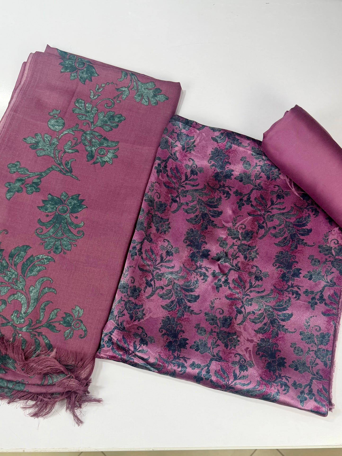 China Pati Suit With Wool Shawl | Pure China Pati Silk | Perfect Material Gift Article