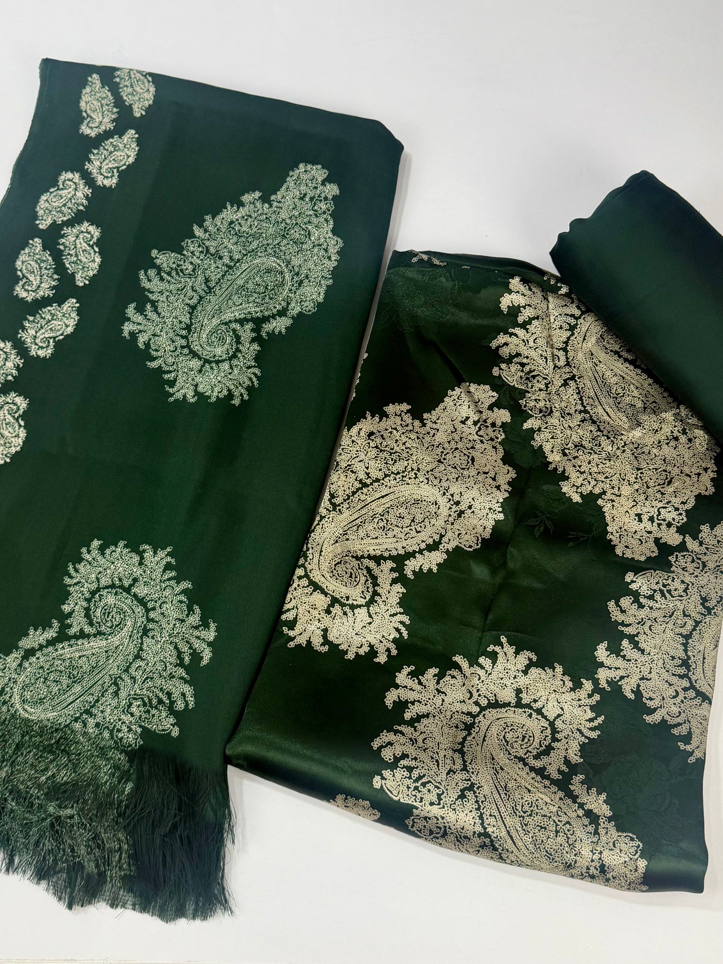 China Pati Suit With Wool Shawl | Pure China Pati Silk | Perfect Material Gift Article