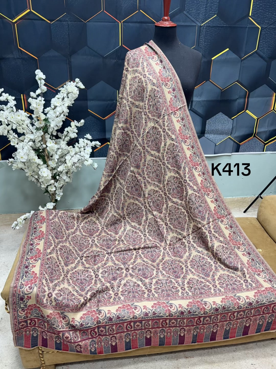 Pashmina Wool Kani Shawl in Full Size Multi Color | K413