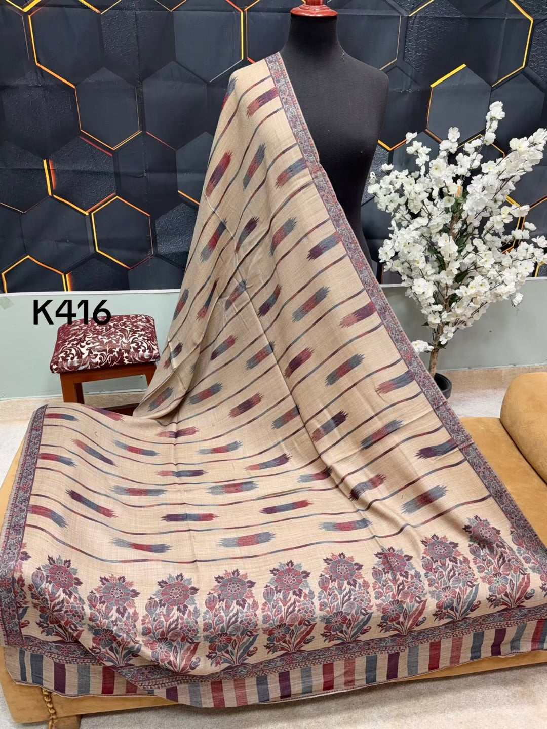 Pashmina Wool Kani Shawl in Full Size Multi Color | K416