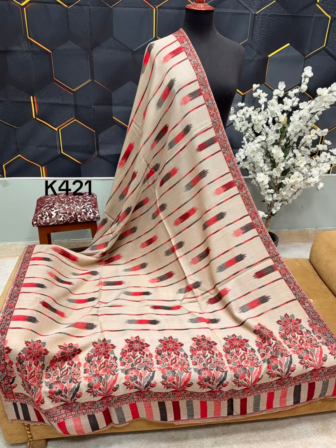 Pashmina Wool Kani Shawl in Full Size Multi Color | K421