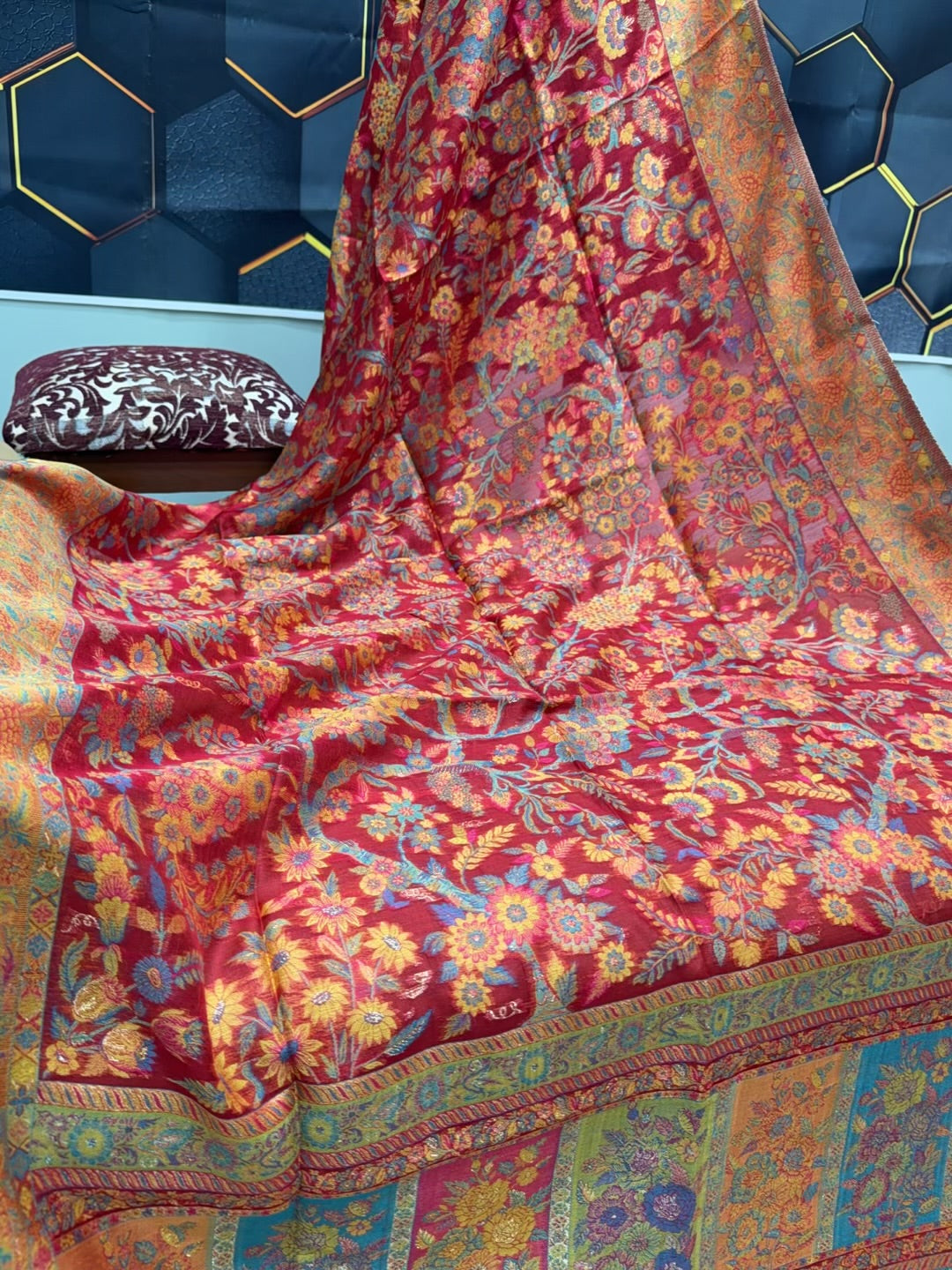 Luxury Kani Silk Shawl, Wedding Wrap Perfect Gift Made in Kashmir