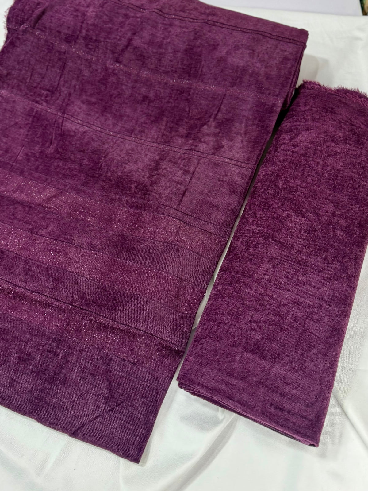 Allover Marina Khaddi Made Velvet Lining Suit | 3 Piece Suit With Shawl Perfect Gift | Dark Purple