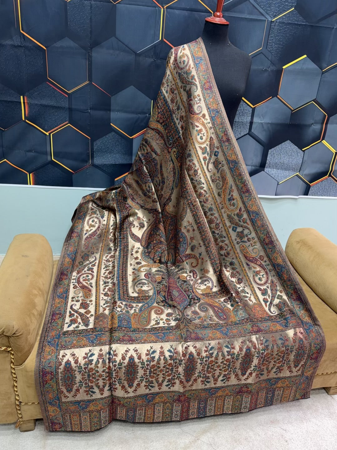 Moonlight Kani Silk Shawl, Wedding Wrap Perfect Gift Made in Kashmir