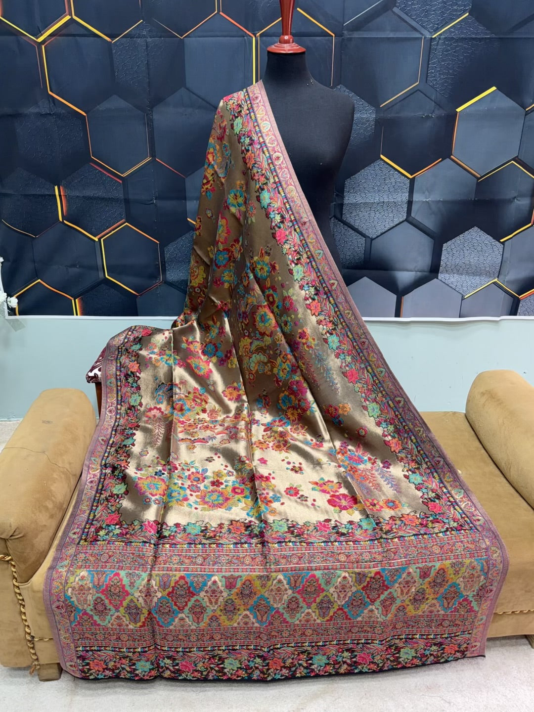 Moonlight Kani Silk Shawl, Wedding Wrap Perfect Gift Made in Kashmir