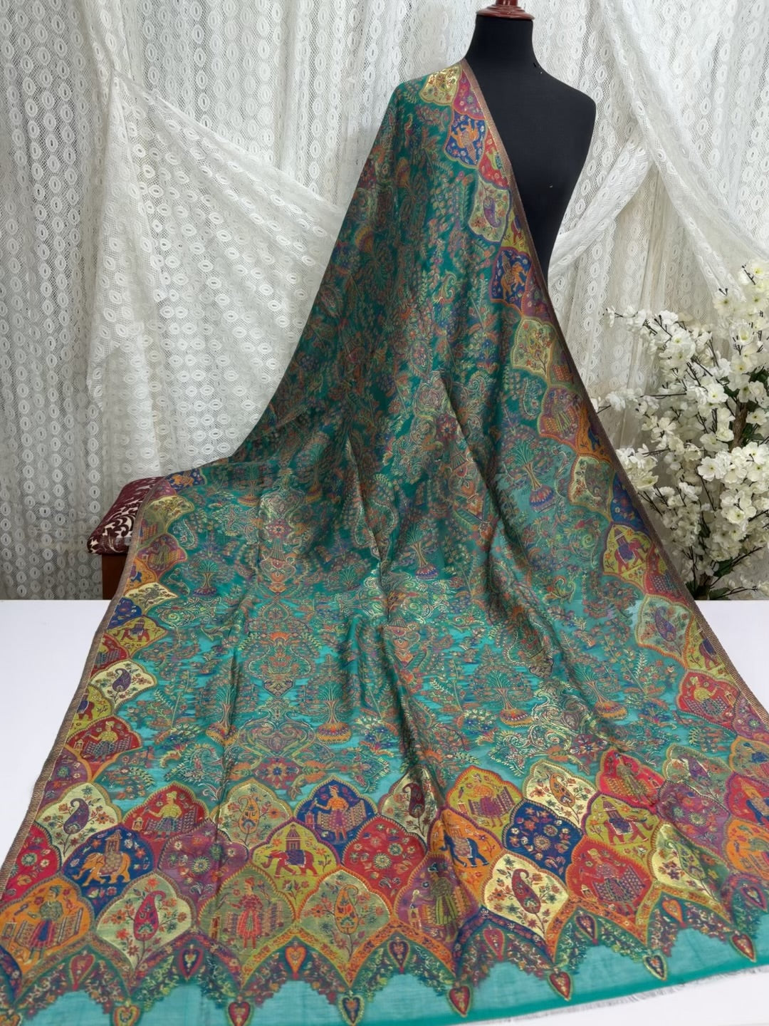 Luxury Kani Silk Shawl, Wedding Wrap Perfect Gift Made in Kashmir