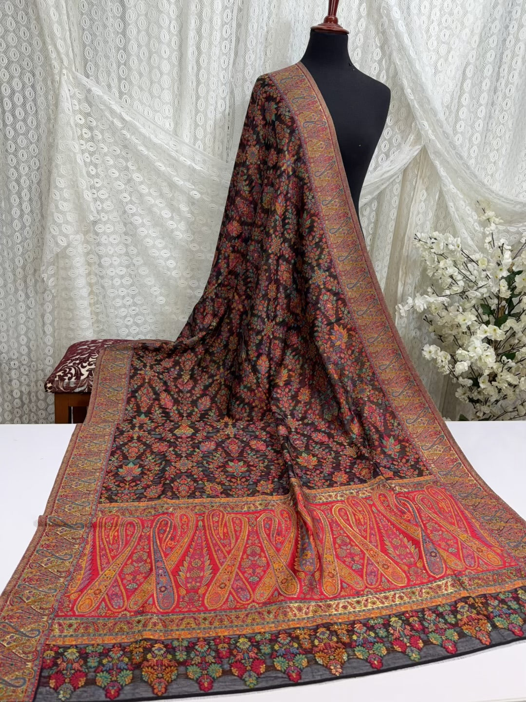 Luxury Kani Silk Shawl, Wedding Wrap Perfect Gift Made in Kashmir