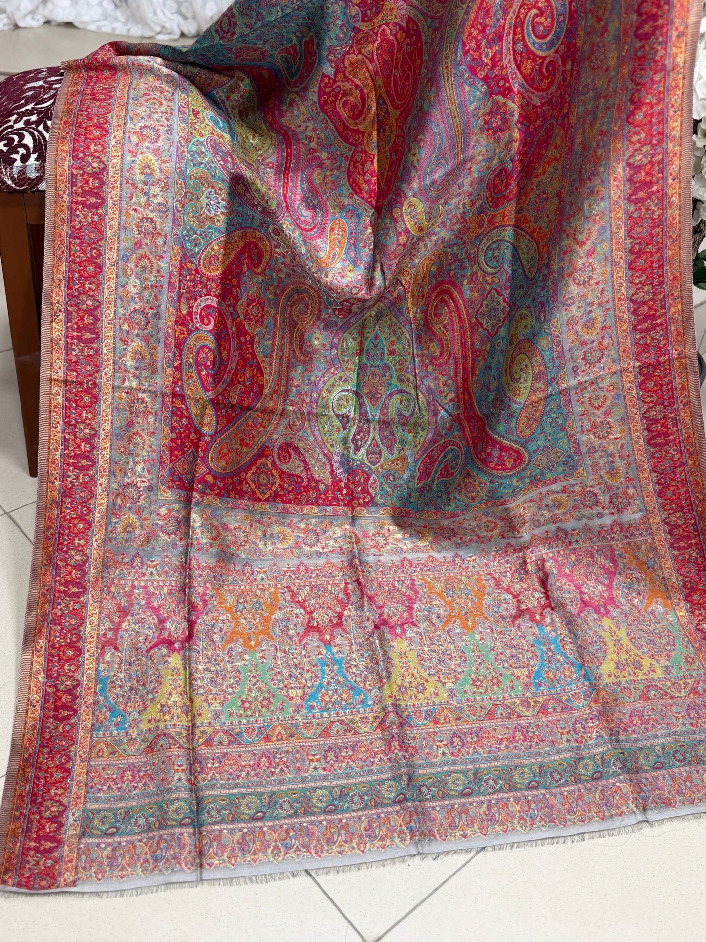 Luxury Kani Silk Shawl, Wedding Wrap Perfect Gift Made in Kashmir