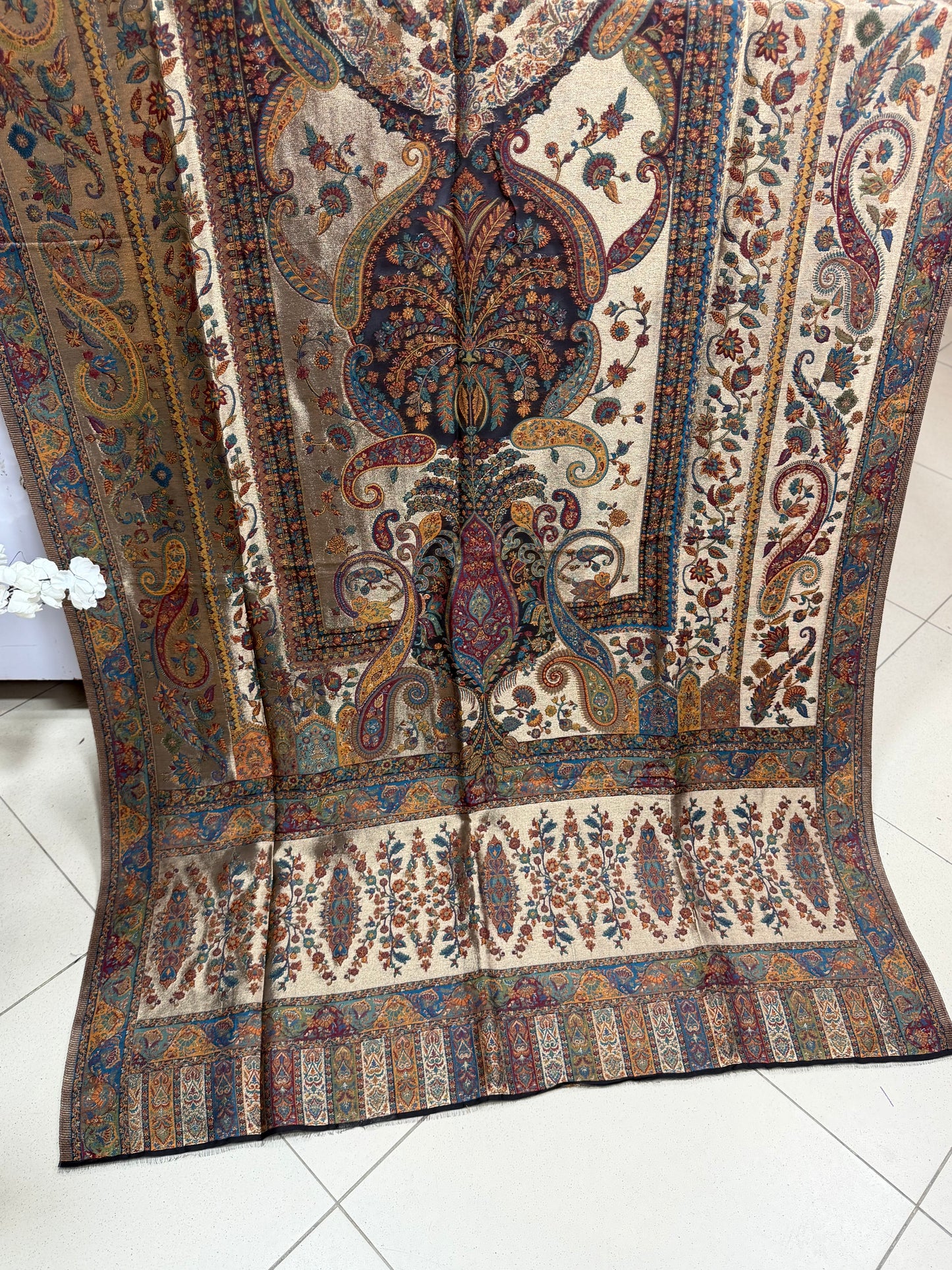 Moonlight Kani Silk Shawl, Wedding Wrap Perfect Gift Made in Kashmir