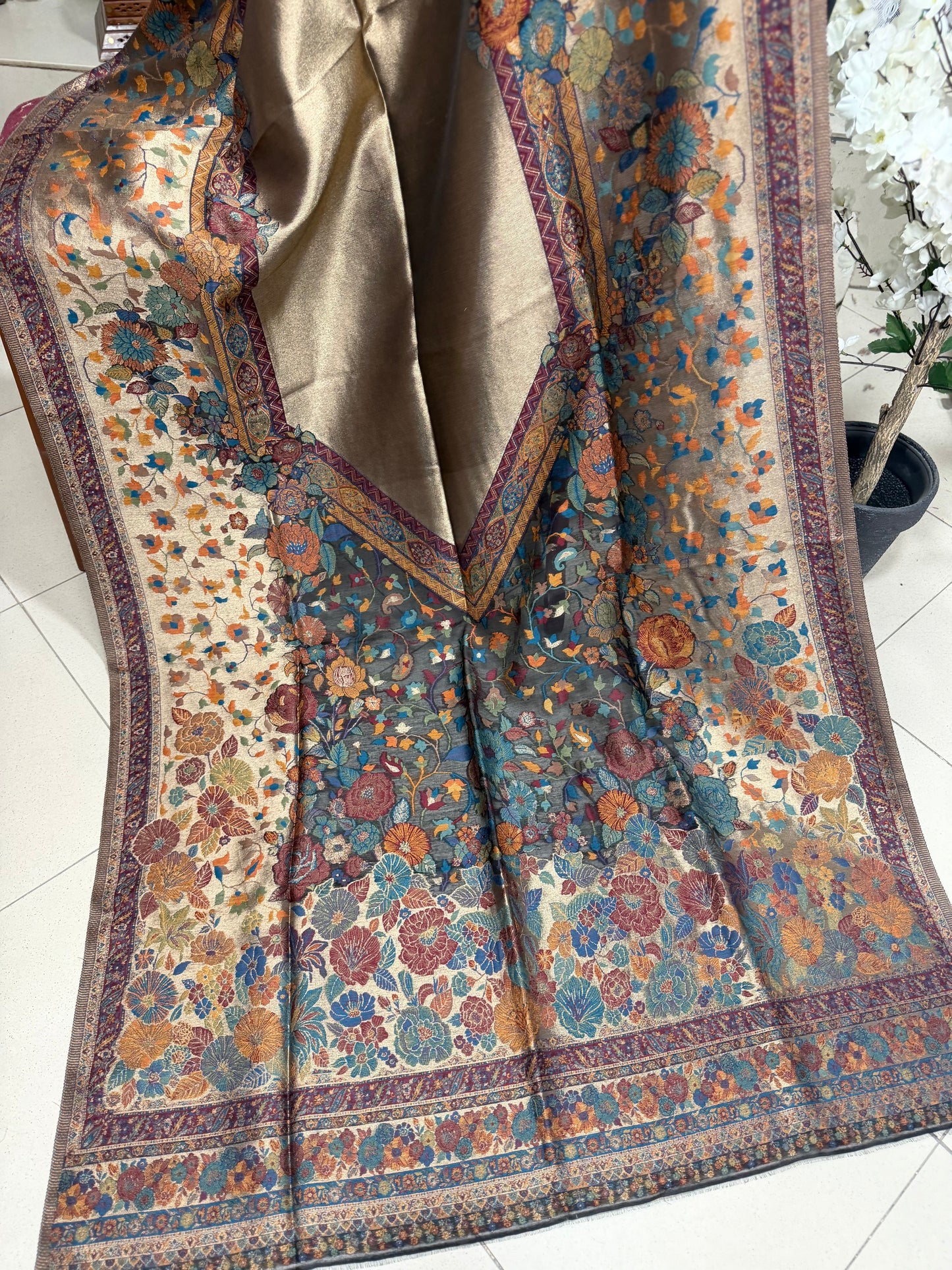 Moonlight Kani Silk Shawl, Wedding Wrap Perfect Gift Made in Kashmir