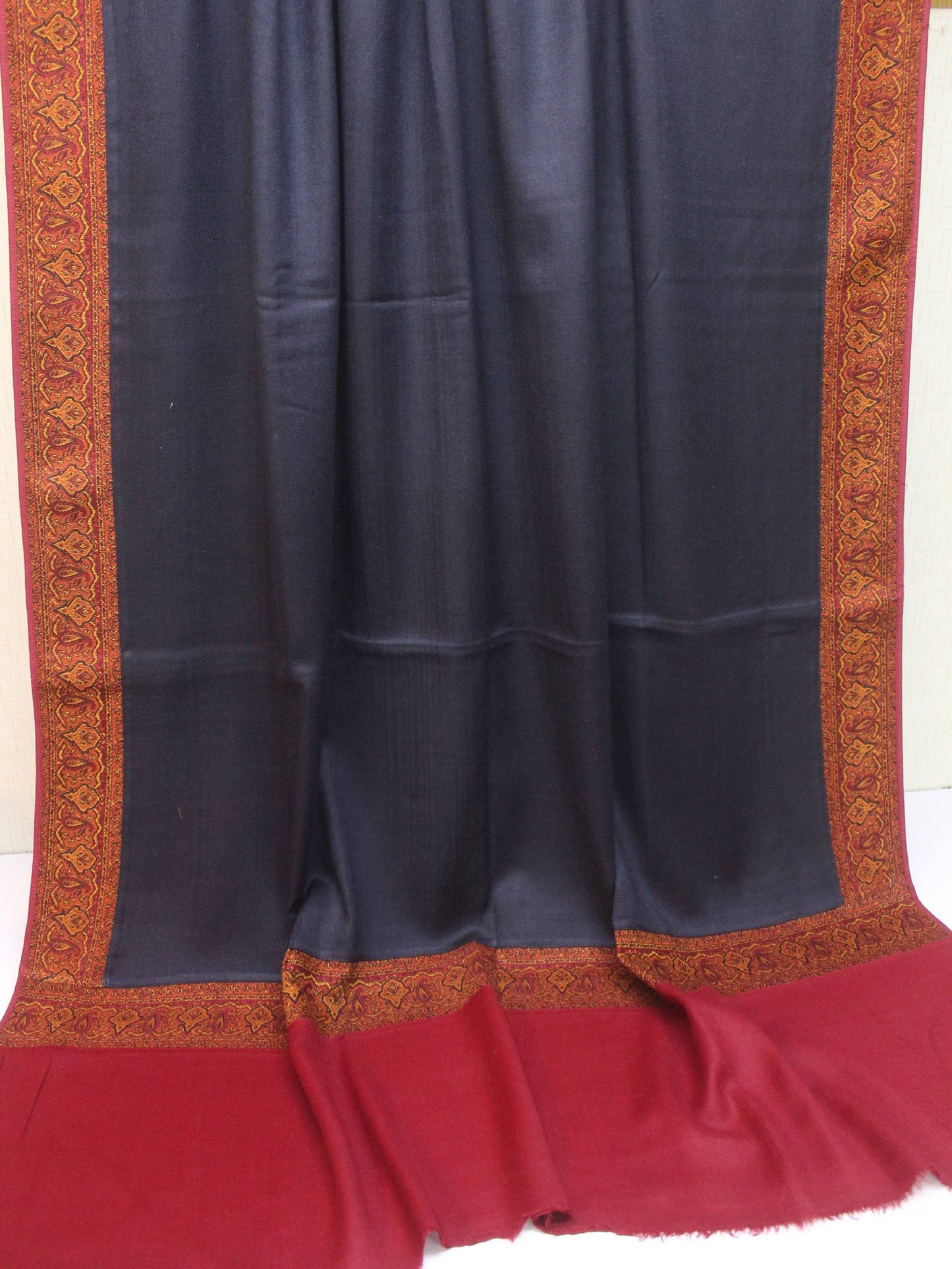 Kani Border Pashmina Shawl | Perfect Gift Item in Sale Price | Navy Blue