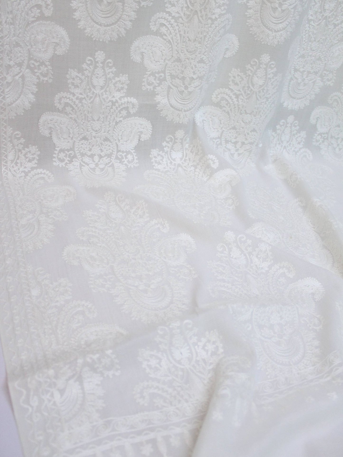 Pashmina Embroidered Shawl | Kashmiri Aar Work Embroidery Perfect Gift in Sale Price White