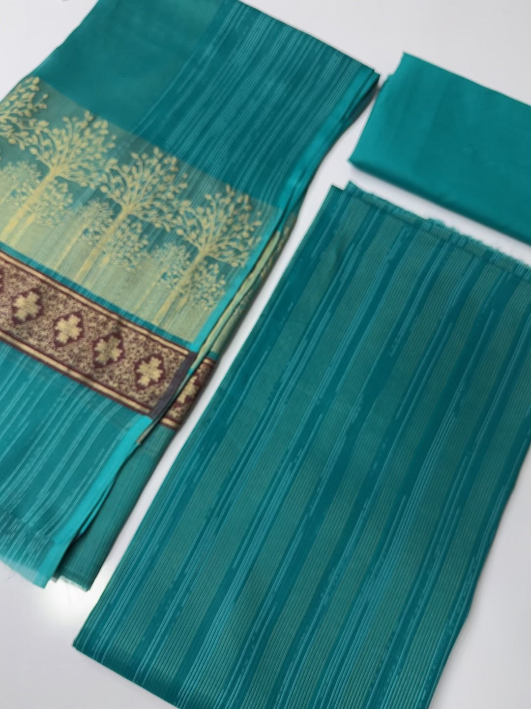 3 Piece Rangoli Lawn Suit With Lawn Kani Dupatta | Sea Green
