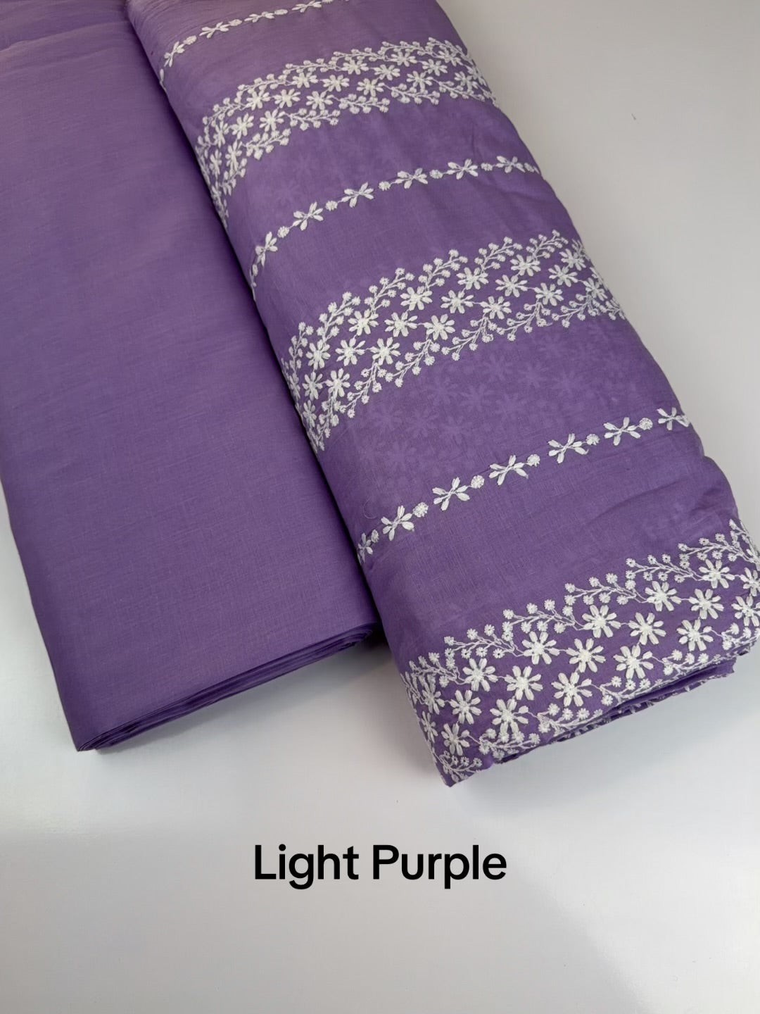 2 Piece Lawn Chikankari Suit 6 Yards Fabric | Light Purple