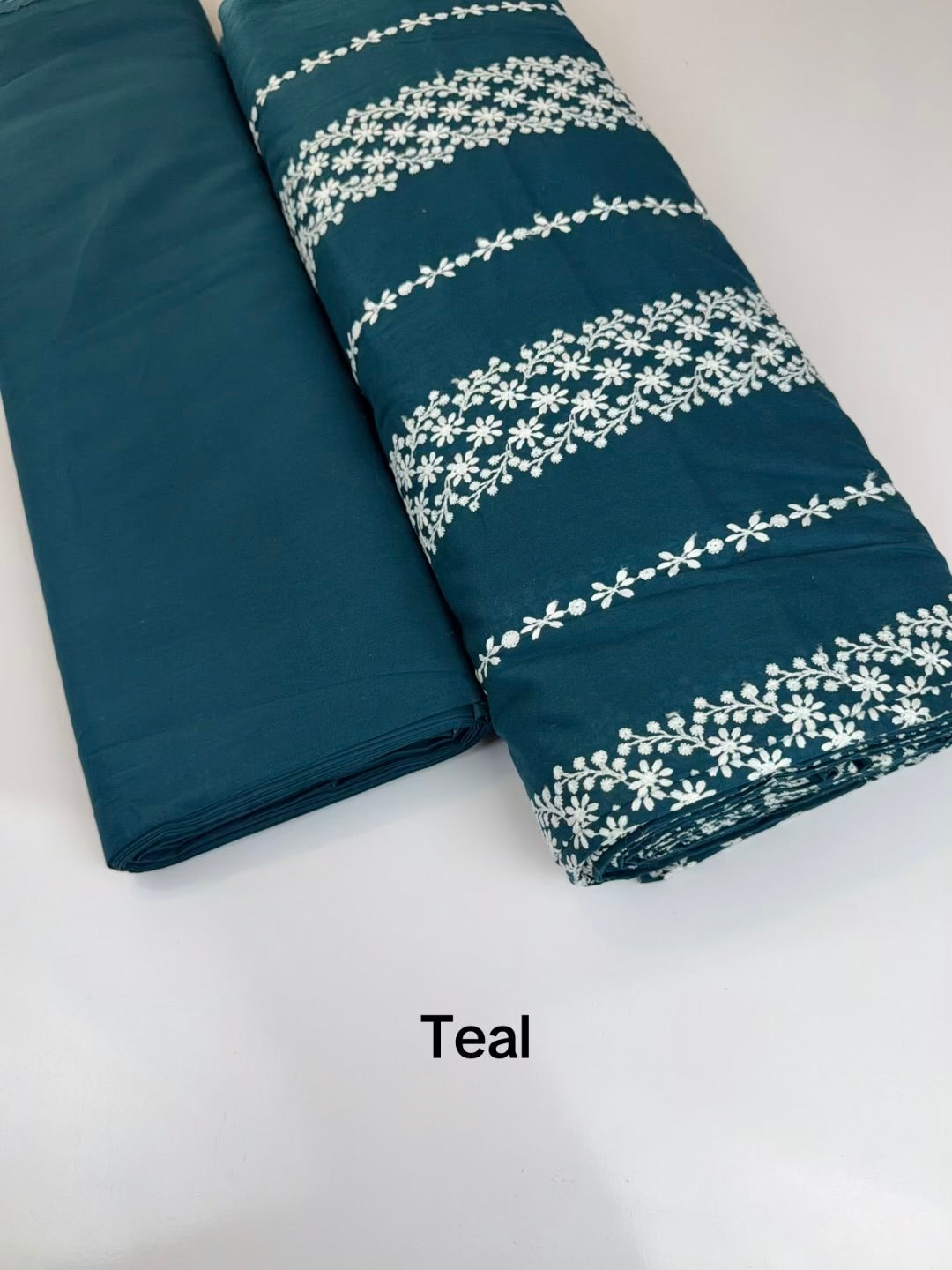 2 Piece Lawn Chikankari Suit 6 Yards Fabric | Teal Color