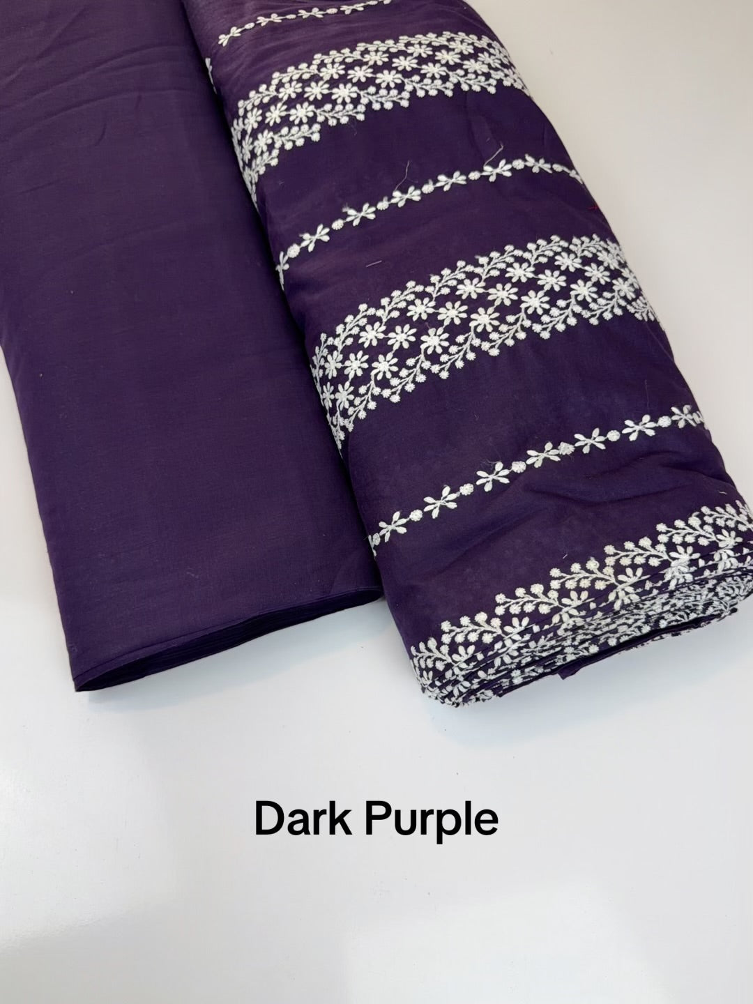 2 Piece Lawn Chikankari Suit 6 Yards Fabric | Dark Purple