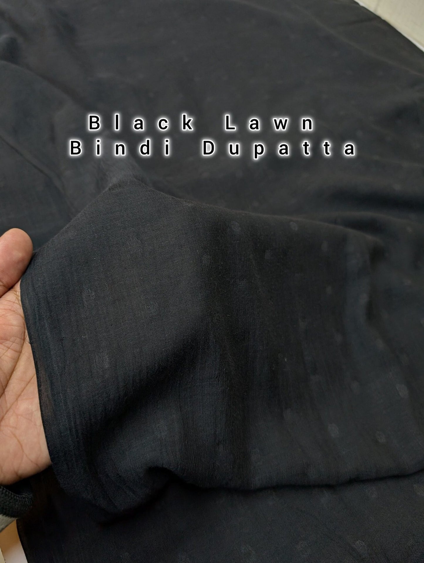 Black Pure Lawn Bindi Dupatta Jet Black Beautiful Lawn Dupatta