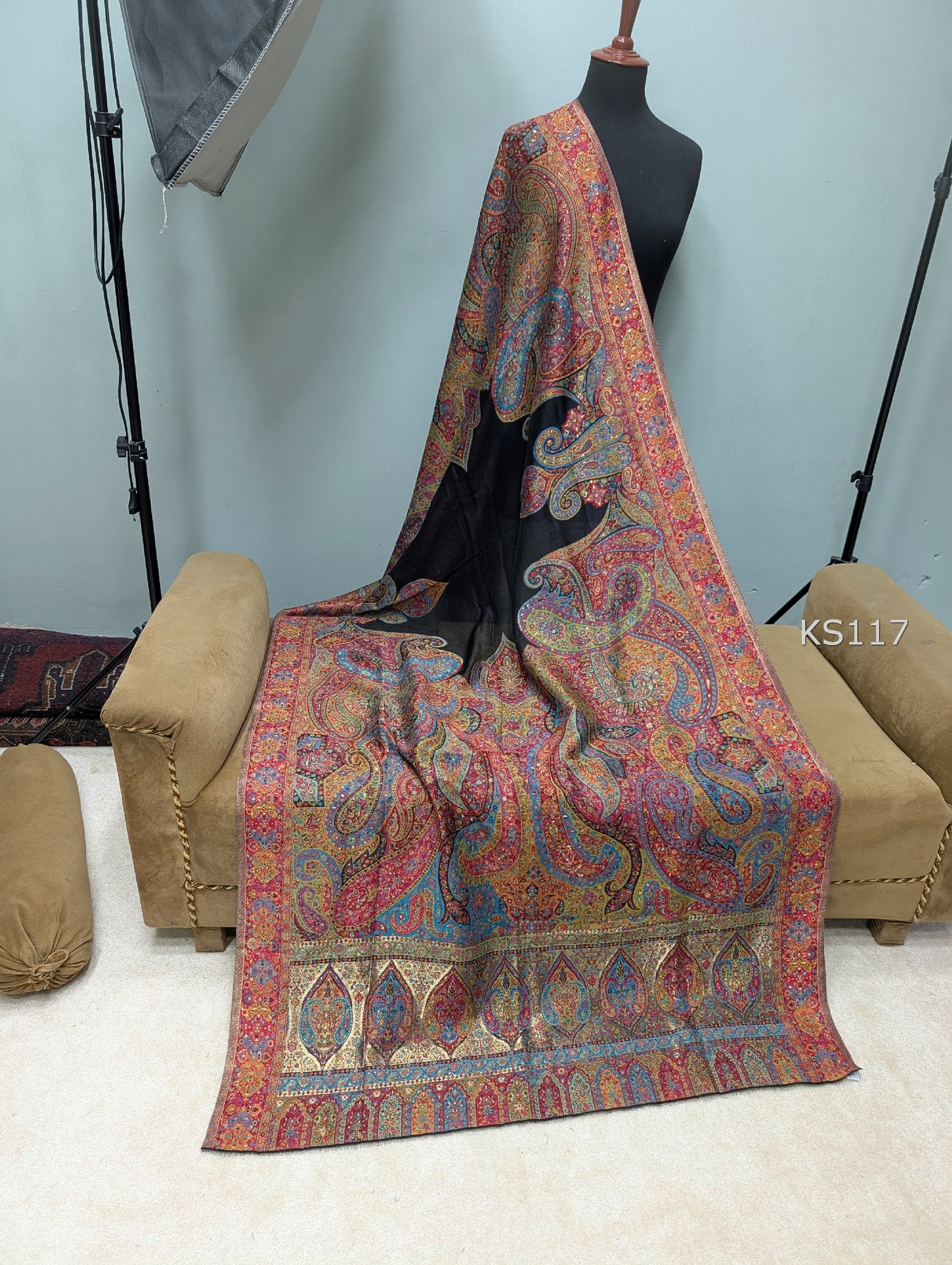 Luxury Kani Silk Shawl, Wedding Wrap Perfect Gift Made in Kashmir | KS117