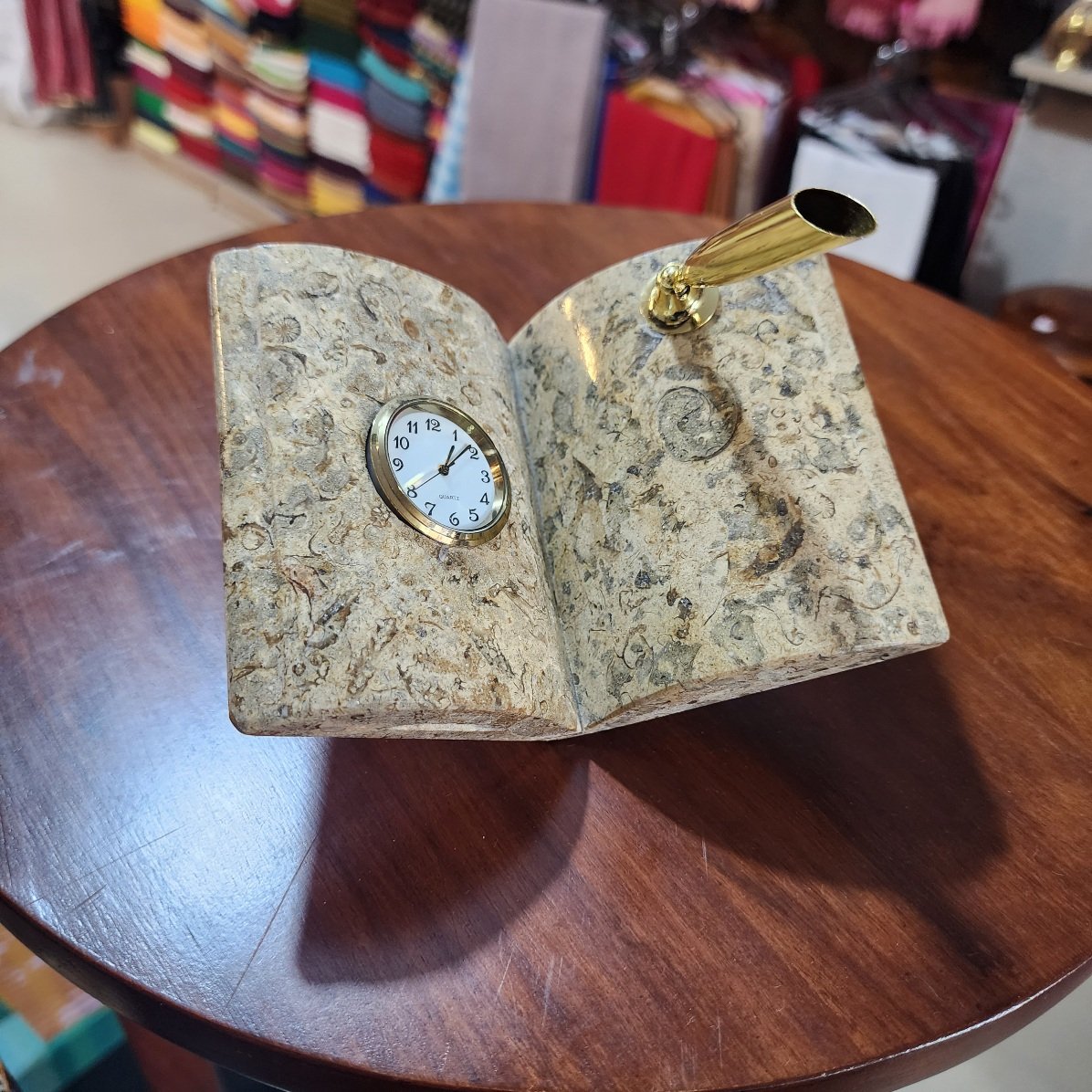 Onyx Marble Pen Holder Clock