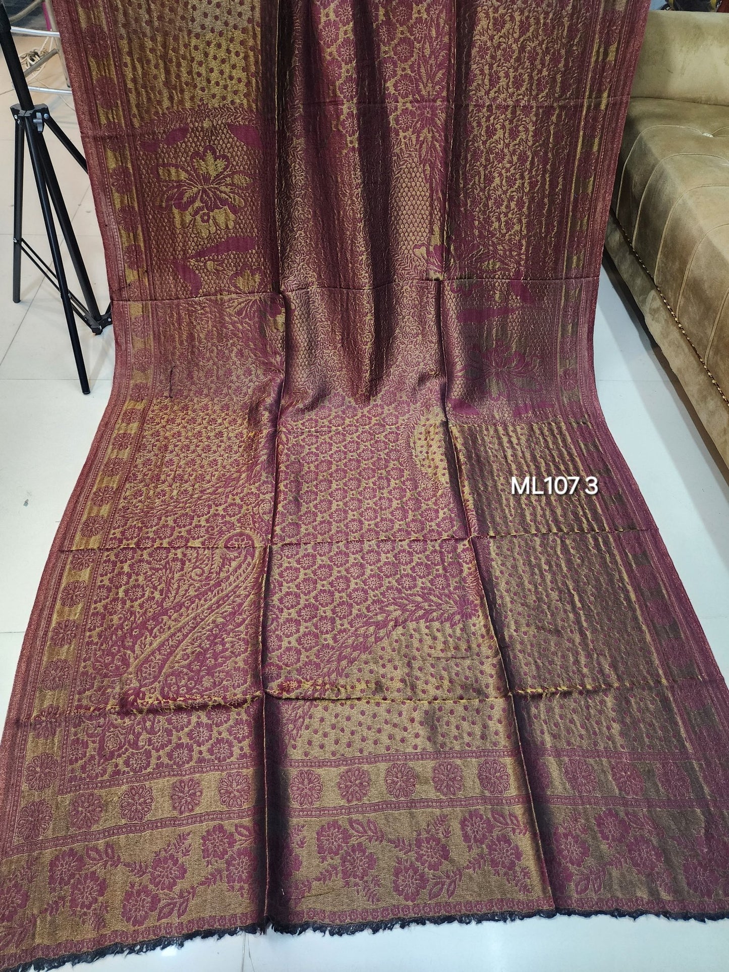 Moonlight Self Toosh Shawl Made in Kashmir Golden Moonlight Perfect Gift For Winters | Maroon