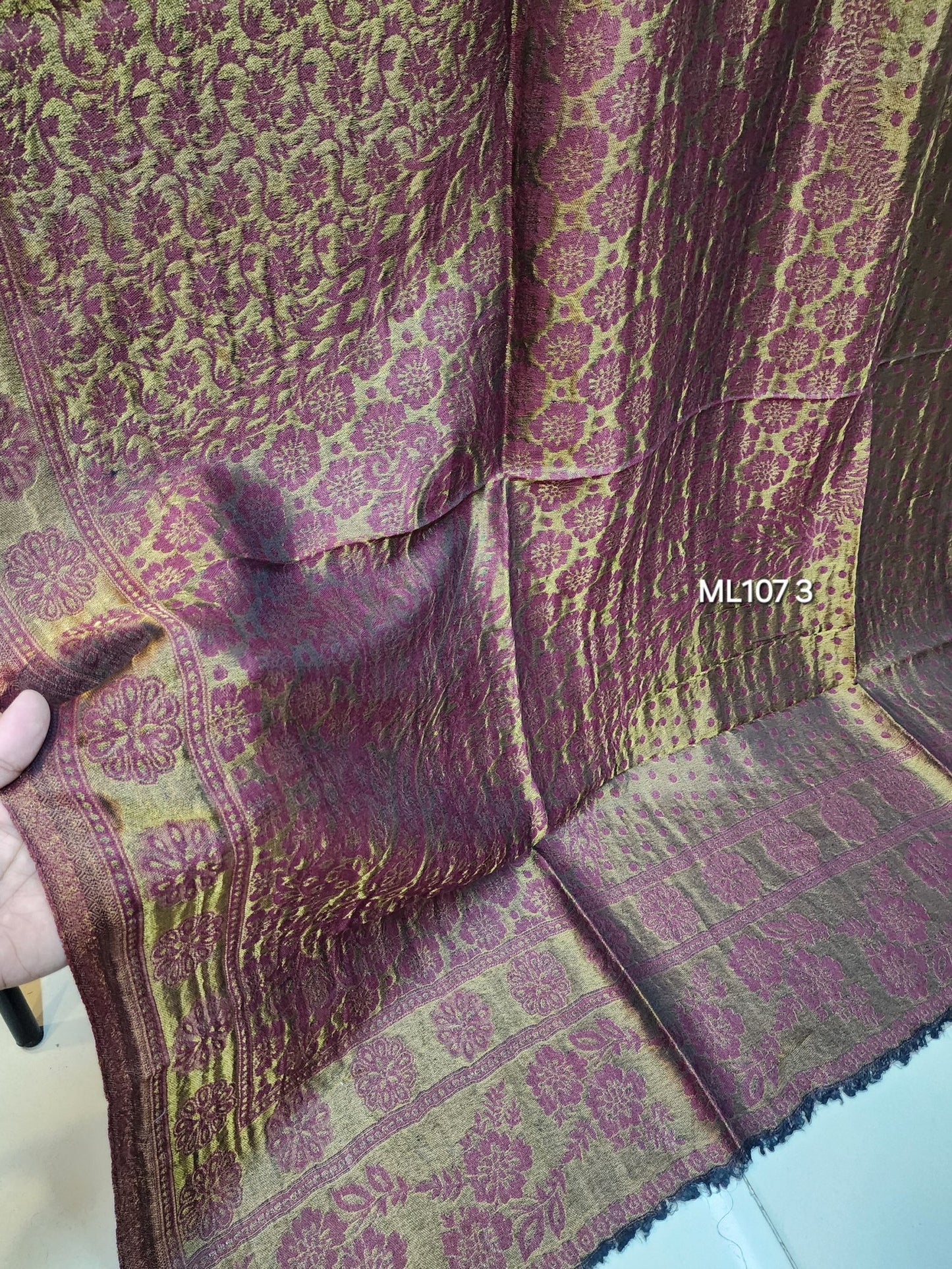 Moonlight Self Toosh Shawl Made in Kashmir Golden Moonlight Perfect Gift For Winters | Maroon