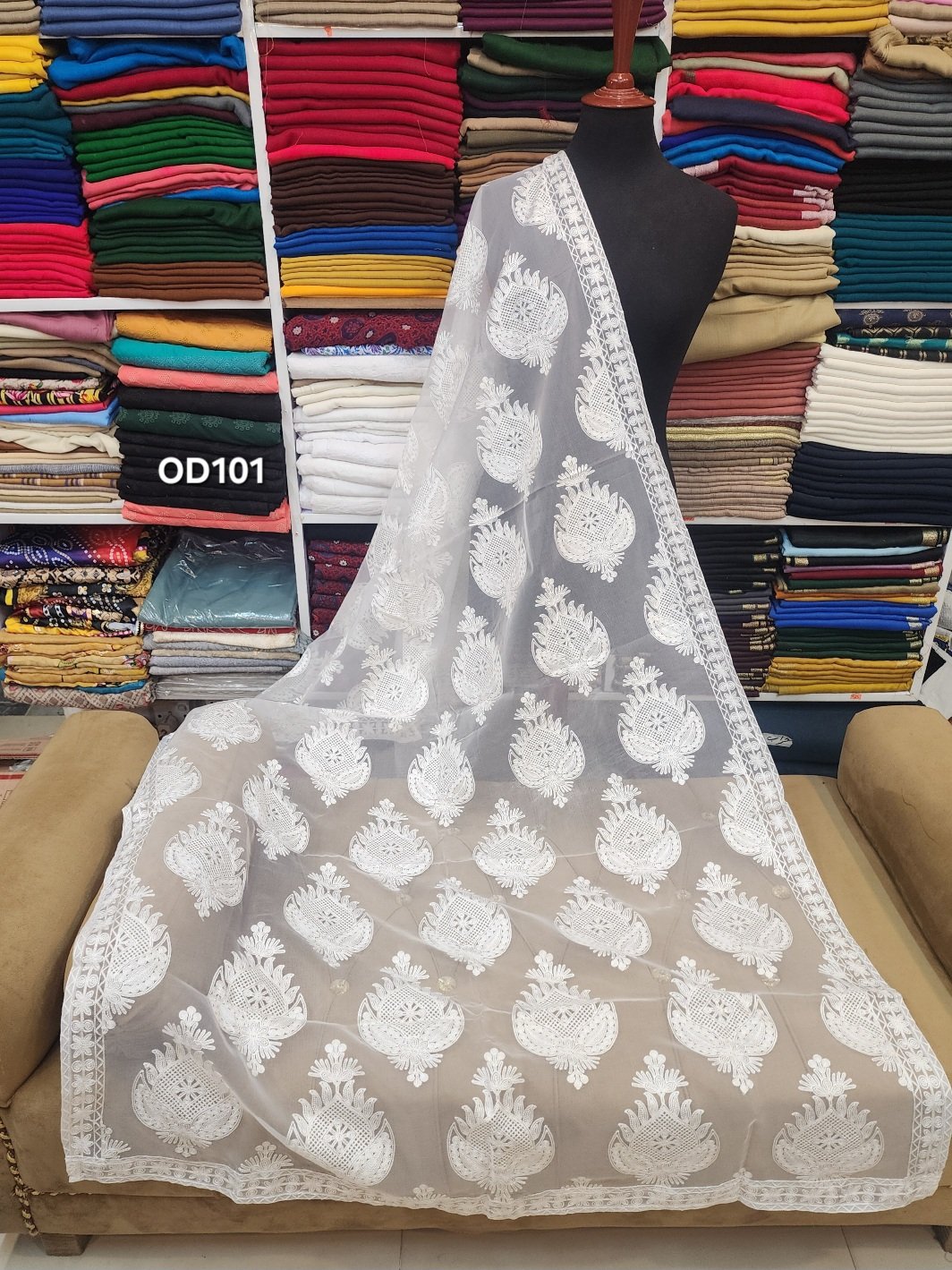 Organza Dupatta | Soft Organza Dyeable Embroidered Dupatta