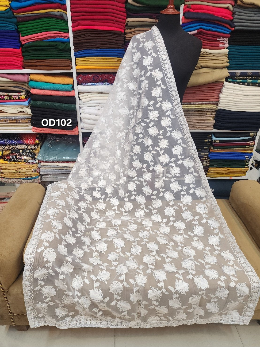 Organza Dupatta | Soft Organza Dyeable Embroidered Dupatta