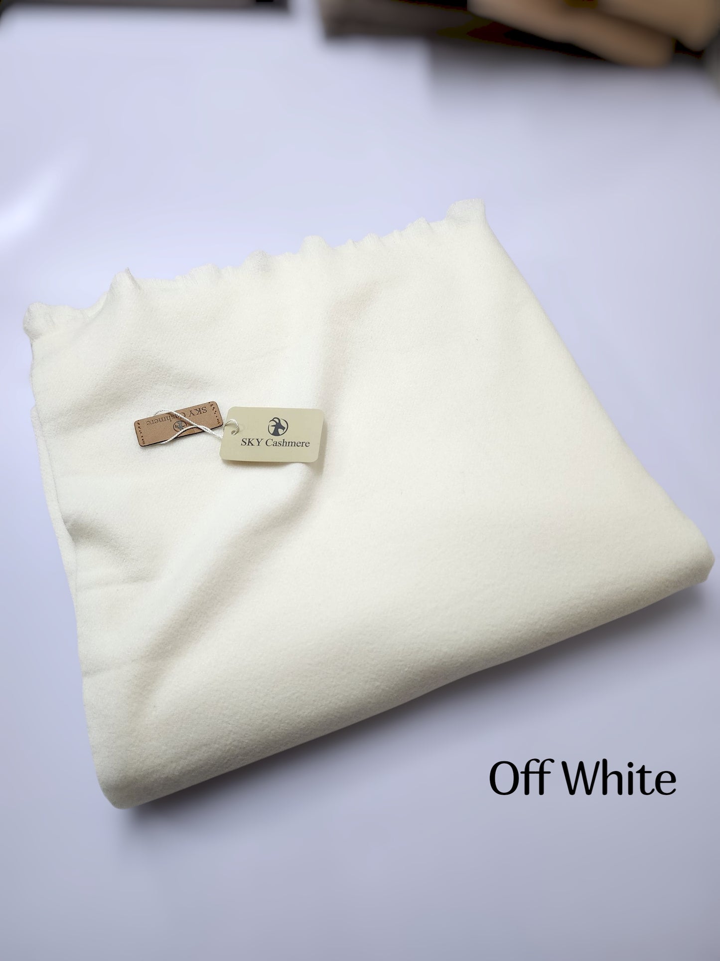 Sky Cashmere Plain Pashmina Shawl Perfect Soft Material for Winter 2.7 Yards | Off White