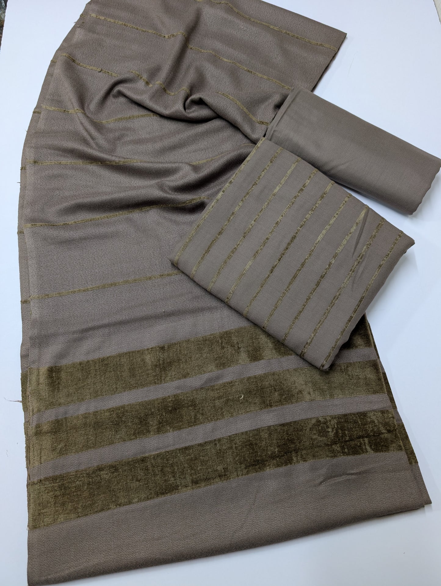 3 Piece Suit | Velvet Lining Marina Suit Allover With Shawl | New Arrival Beautiful Gift | Sand Skin