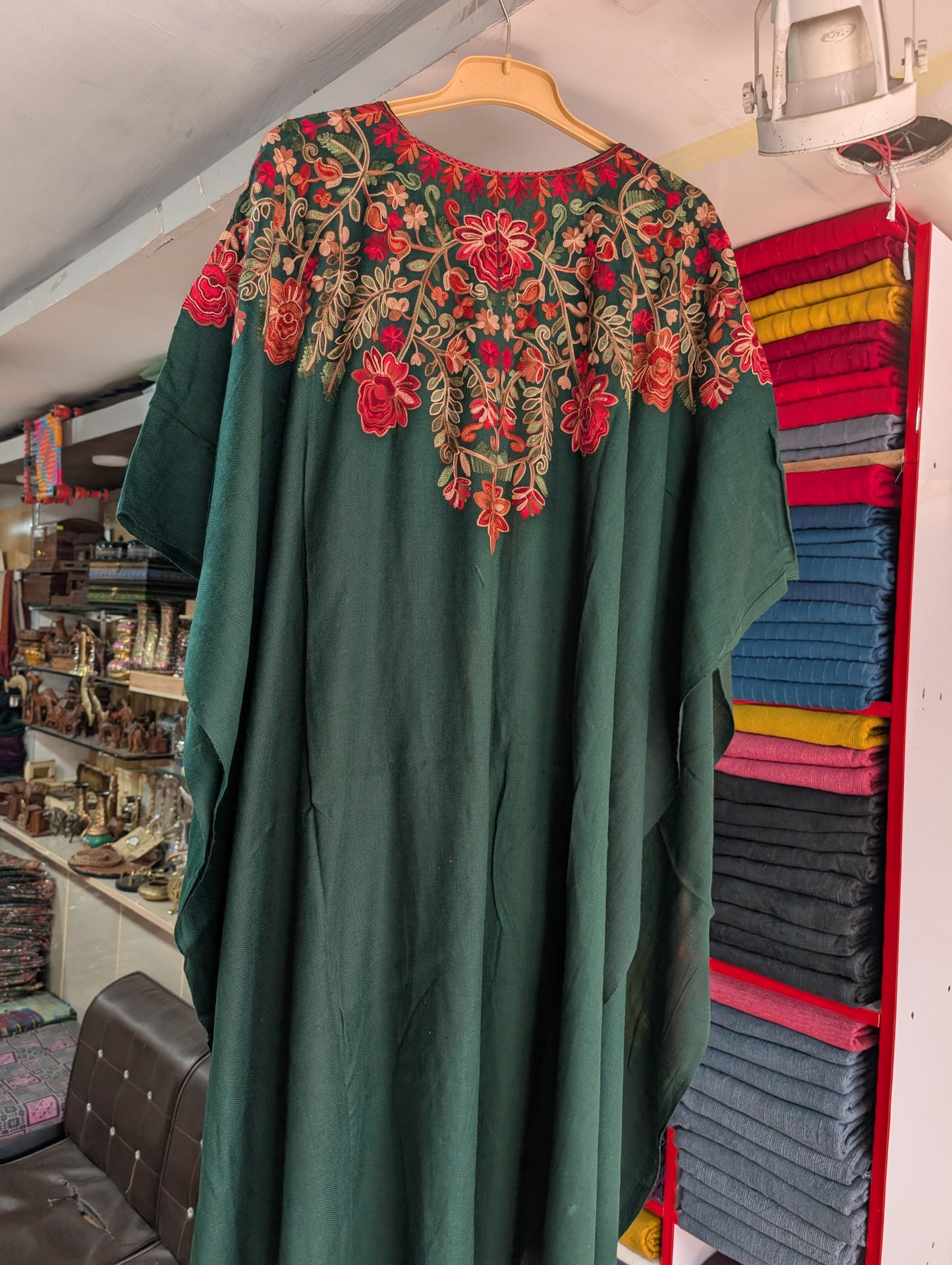 Cape Shawl | Pashmina Embroidered Cape Shawls Perfect for Gift | Dark Green