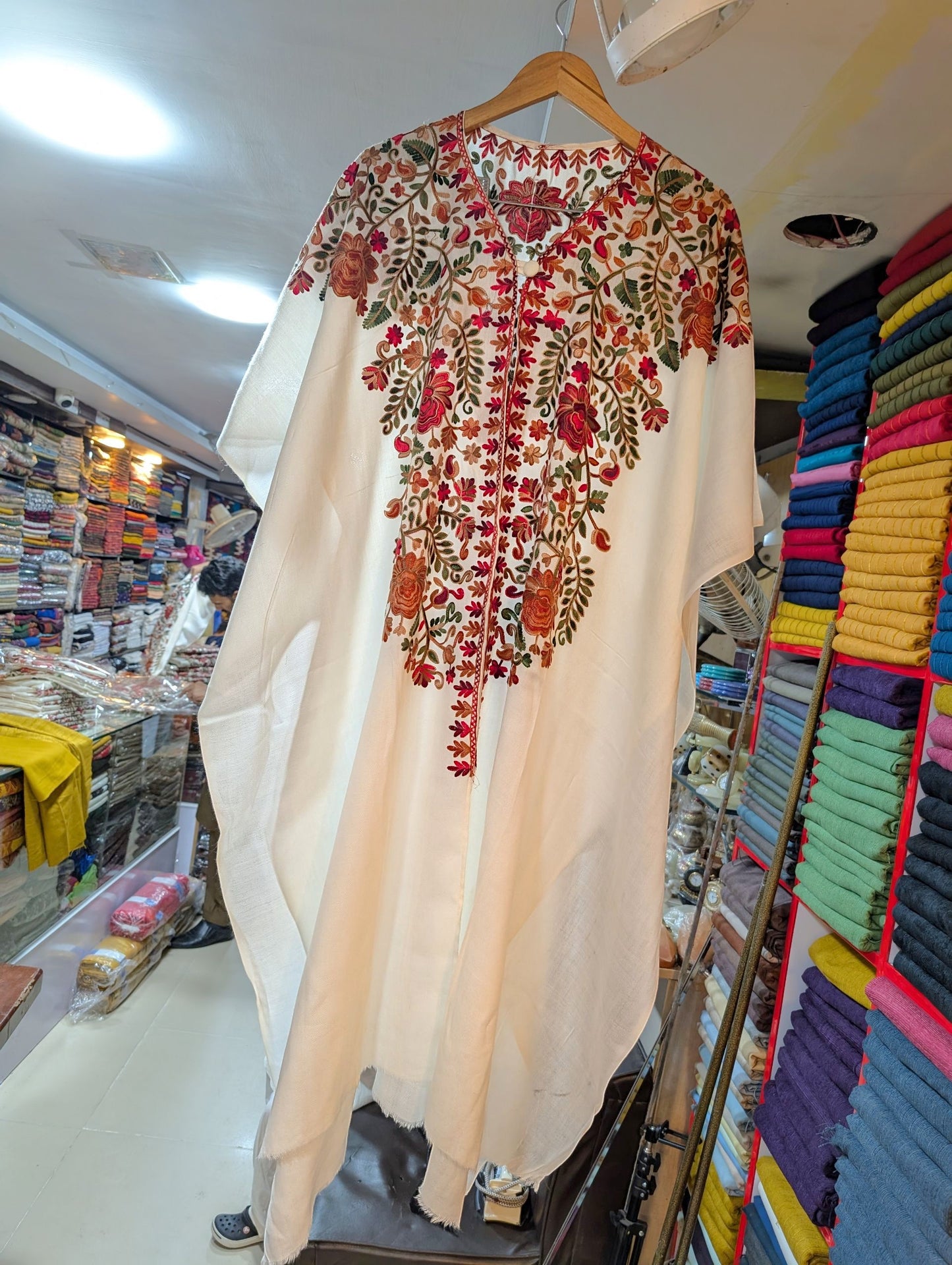 Cape Shawl | Pashmina Embroidered Cape Shawls Perfect for Gift | White