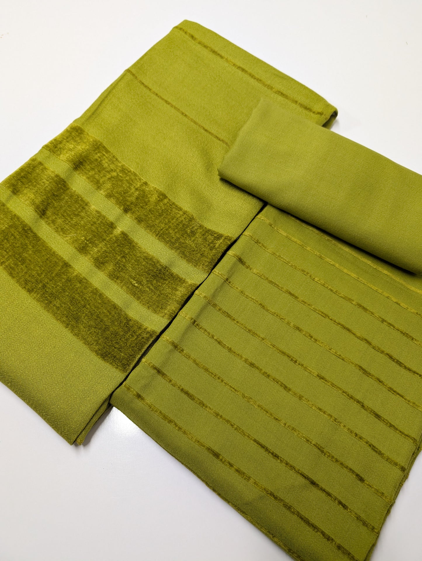 3 Piece Suit | Velvet Lining Marina Suit Allover With Shawl | New Arrival Beautiful Gift | Mehndi Green New